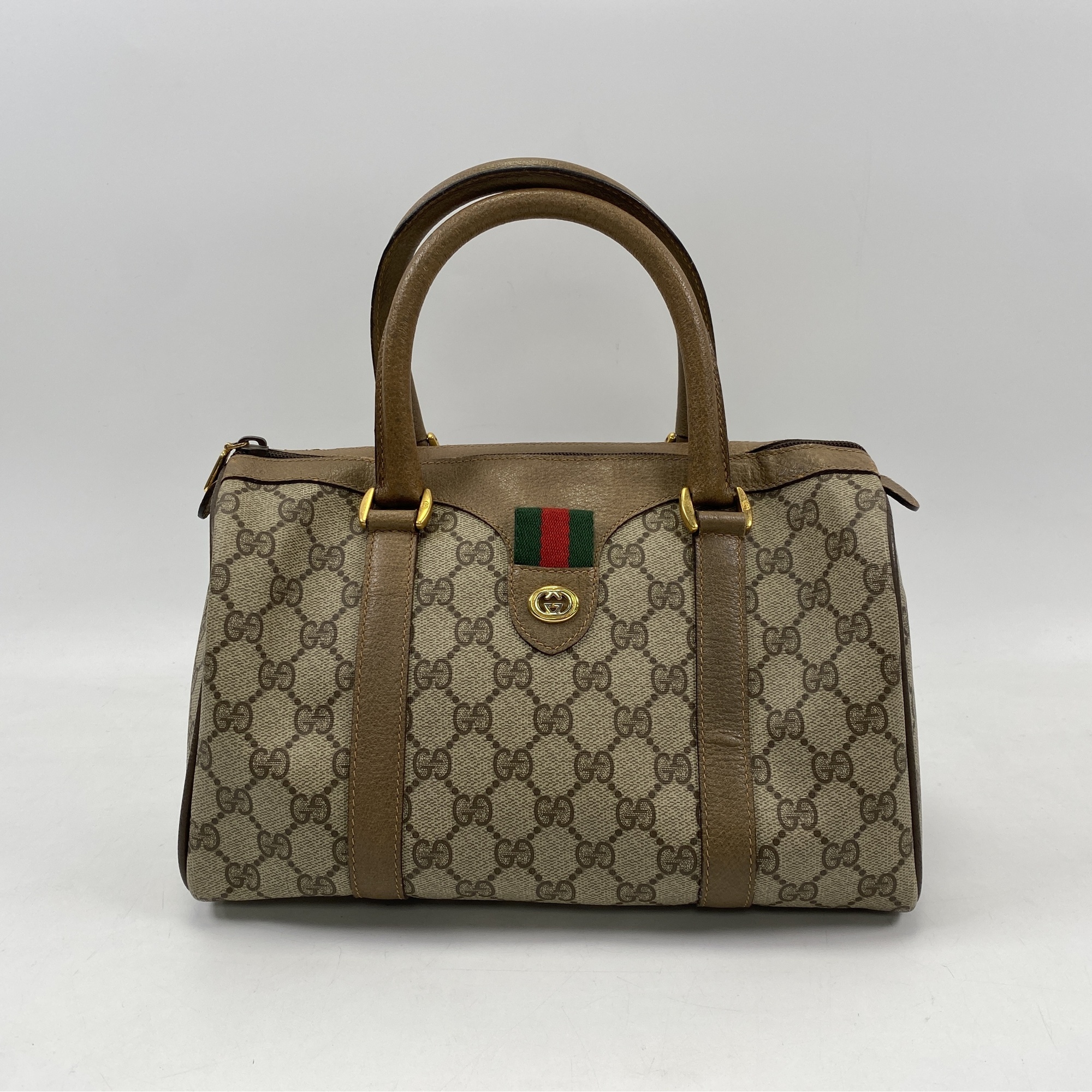 【ヴィンテージ】オールドグッチ　ミニボストンバッグ GG柄　シェリーライン　旅行 美品】GUCCI オールドグッチ ミニボストンバッグ GG柄 シェリーライン