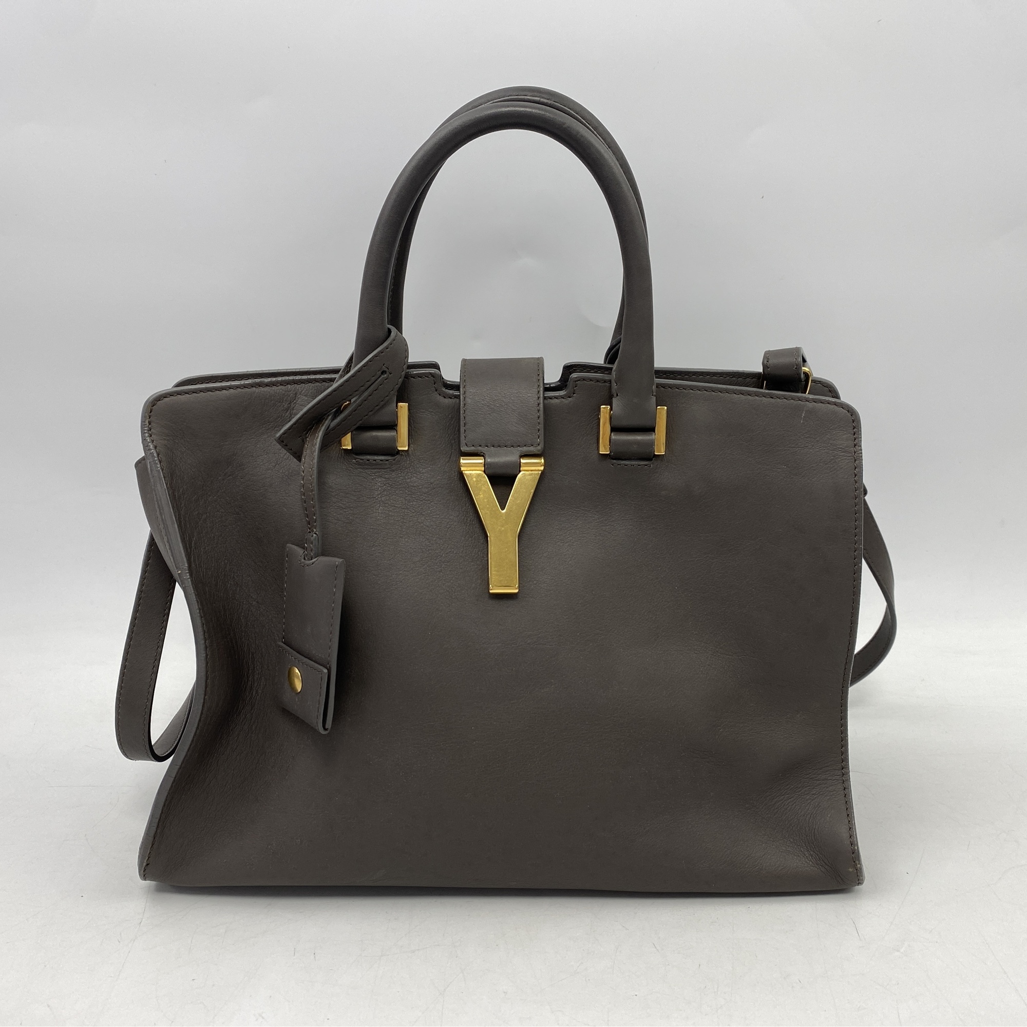 サンローラン Y ライン 2WAYショルダーバッグ グレー レザー Bランク