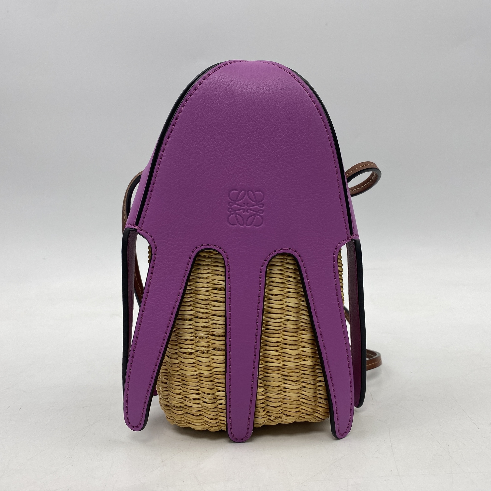 ロエベ パウラズ イビザコラボ オクトパス パープル レザー×ラフィア Aランク
