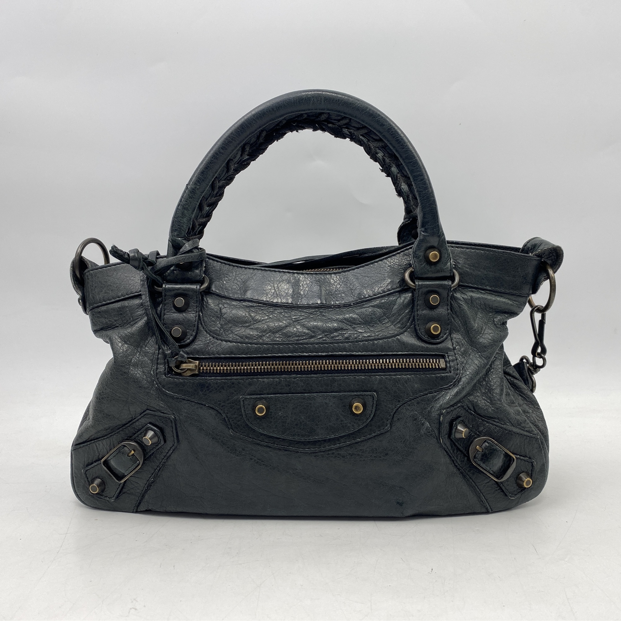 バレンシアガ ザ・ファースト 2WAYバッグ グレー レザー Bランク