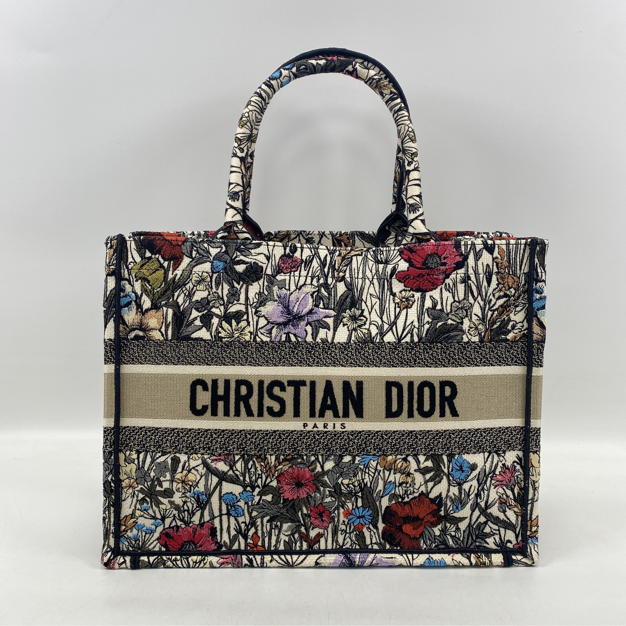 ディオール ブックトート ミディアムトート フラワー柄 マルチカラー