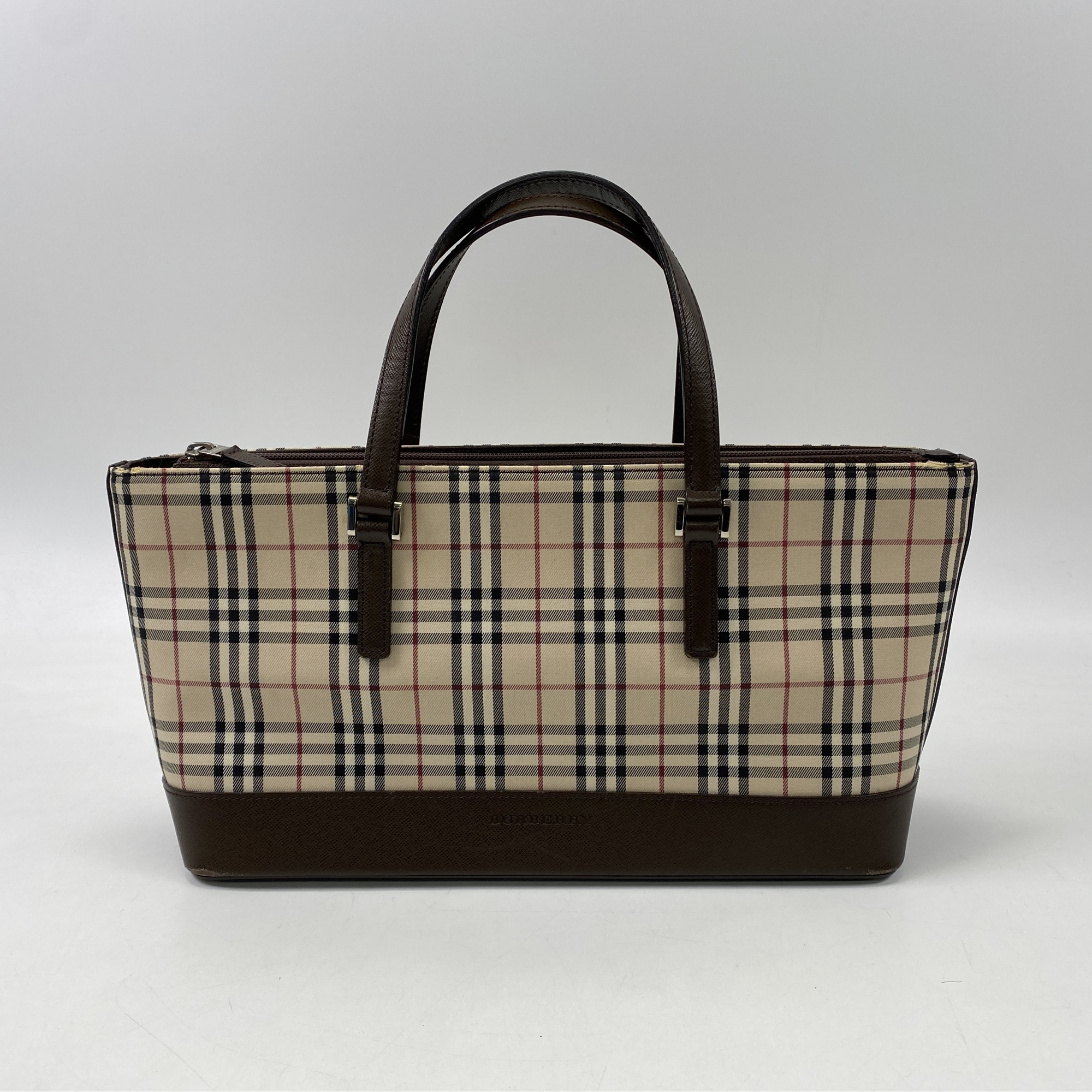 バーバリー ノバチェック ハンドバッグ キャンバス×レザー Aランク