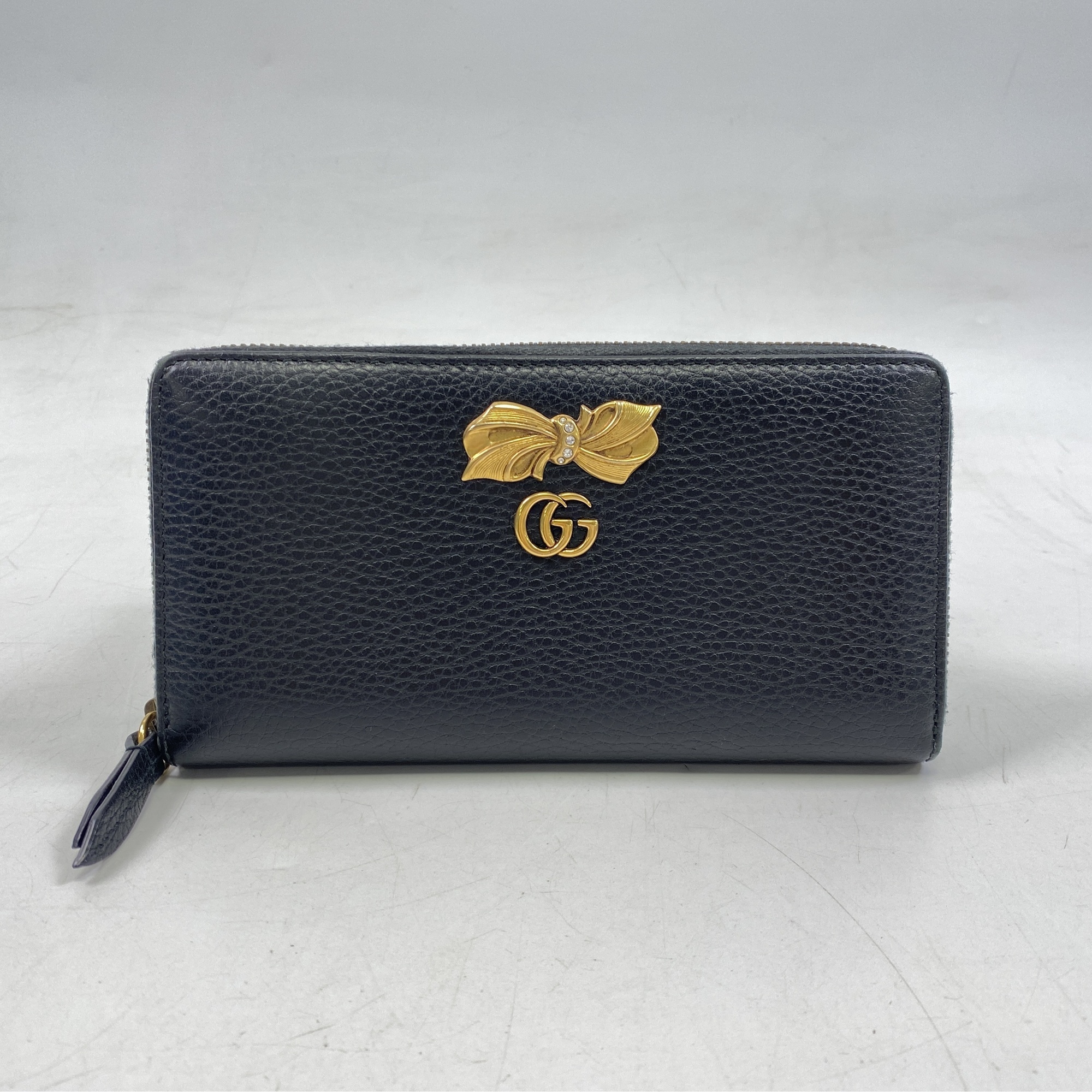 グッチ GGマーモント リボン ラウンドファスナー ラウンドジップ 長