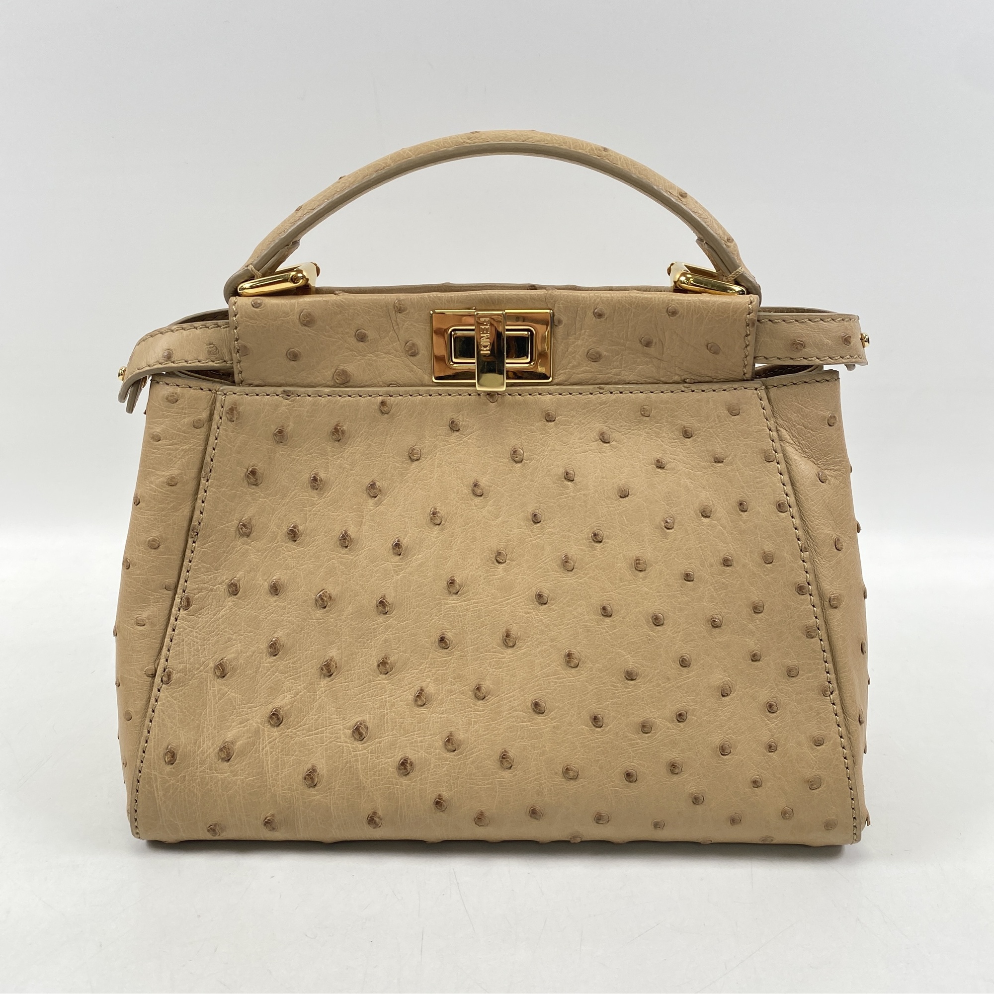 フェンディ ピーカブーミニ ベージュ オーストリッチ ABランク