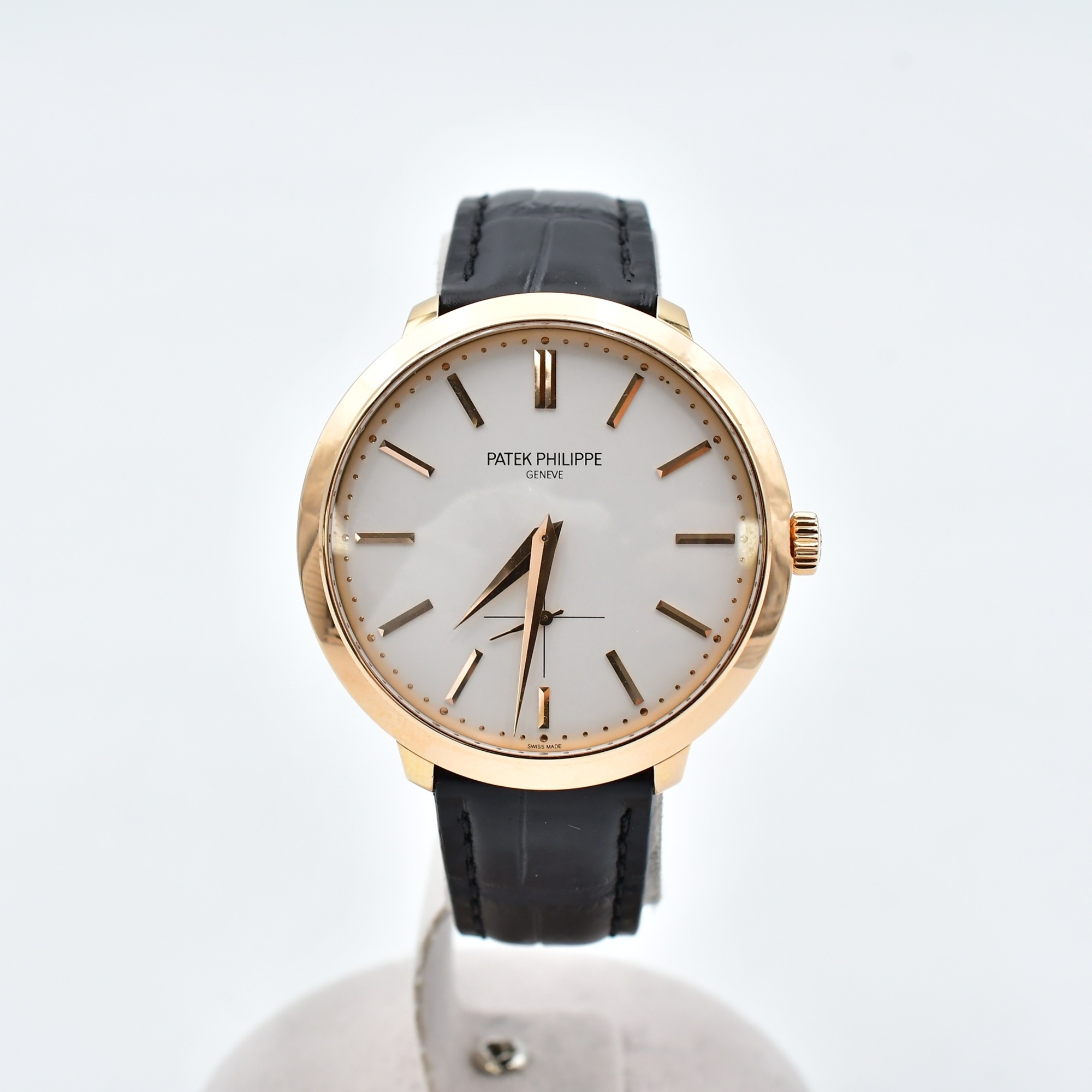パテック フィリップ カラトラバ シルバー文字盤 K18PG×革/手巻き Bランク