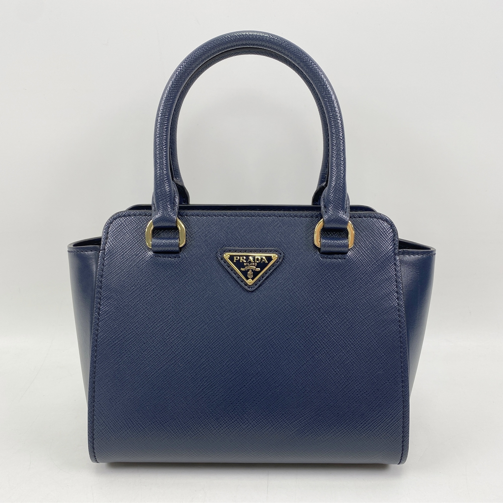 プラダ サフィアーノ 2WAY ショルダーバック ブルー PVC×レザー ハンドバッグ 斜め掛けバッグ 肩掛けバッグ ゴールド金具 1BA380 SAランク