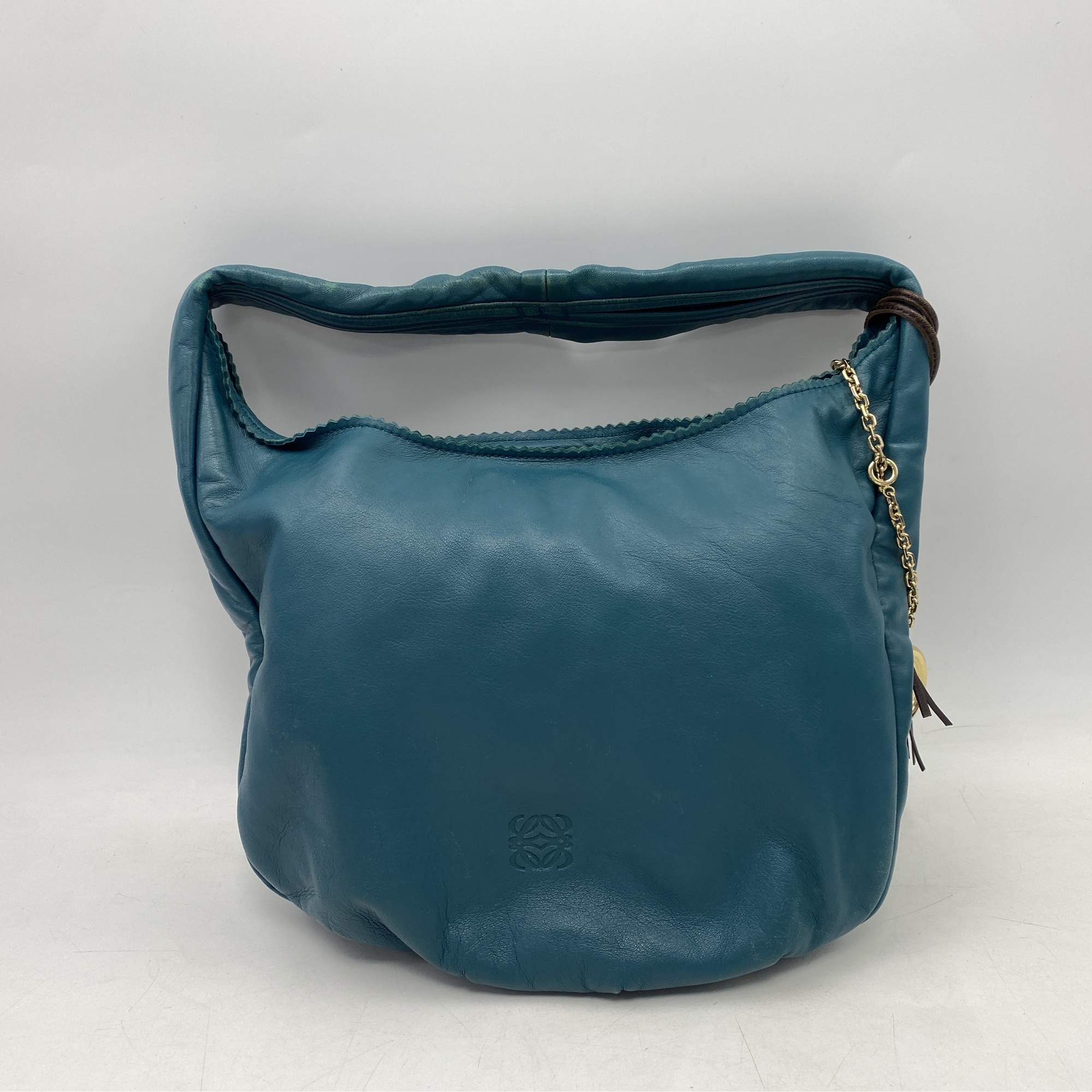 ロエベ ワンショルダー 青 レザー ABランク