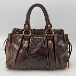 ミュウミュウ ヴィッテロルクス 2wayハンドバッグ 茶 レザー GD金具 RT0383 買取実績【買取日：2026年1月8日】