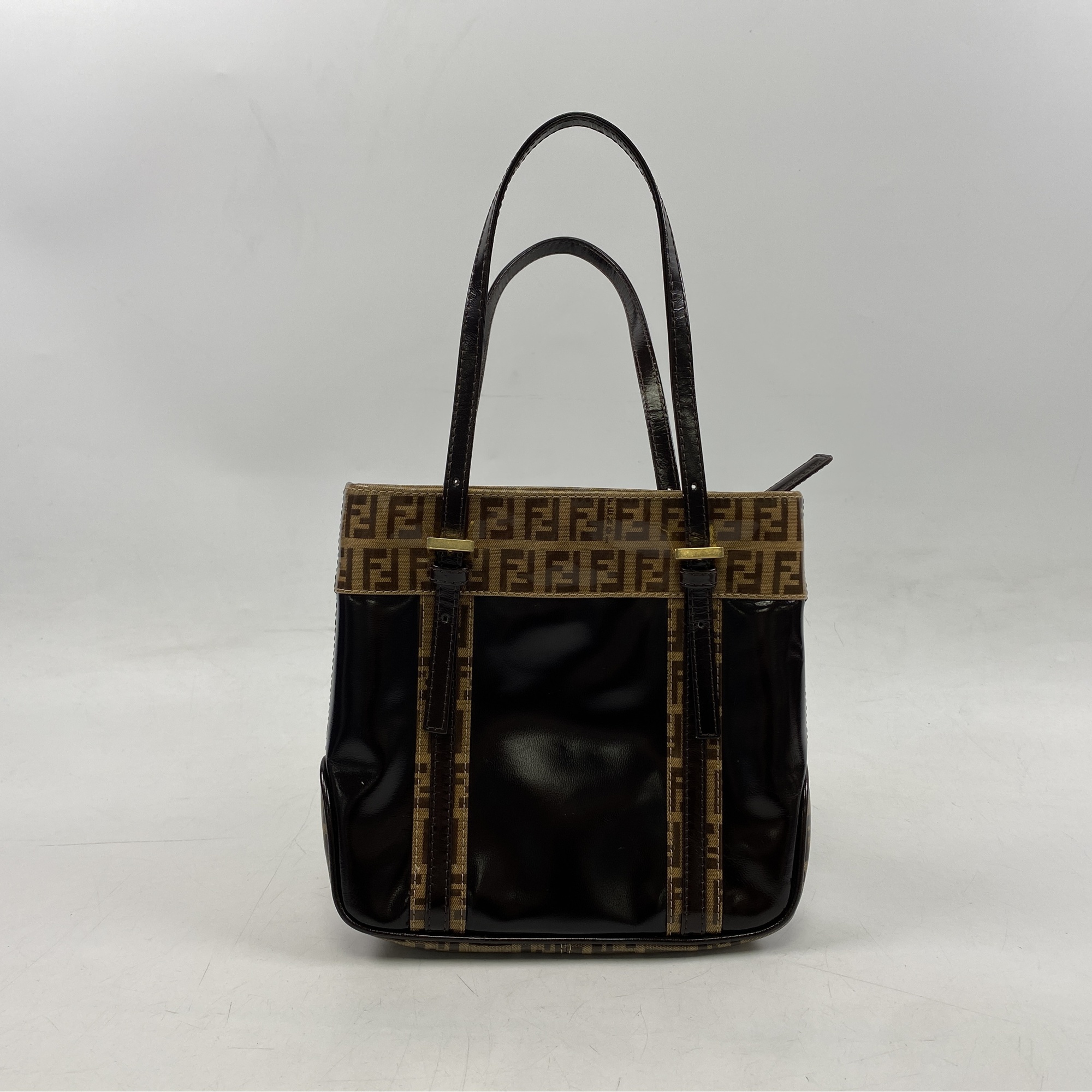 フェンディ ミニハンドバッグ 茶×ズッキーノ PVC Bランク