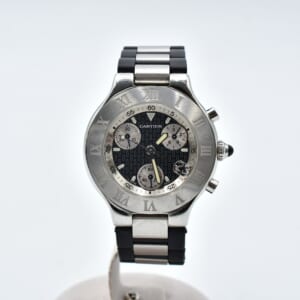 カルティエ クロノスカフ21 黒文字盤 SS×レザー/QZ W10125U2 買取実績【買取日：2026年1月20日】