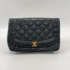 シャネル ダイアナ25 Sフラップ Sチェーン チェーンショルダーバッグ ラムスキン GD金具 黒 買取実績【買取日：2025年11月6日】