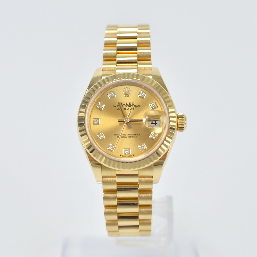 ロレックス デイトジャストラップ28 シャンパン文字盤 YG/AT 279178G ABランク