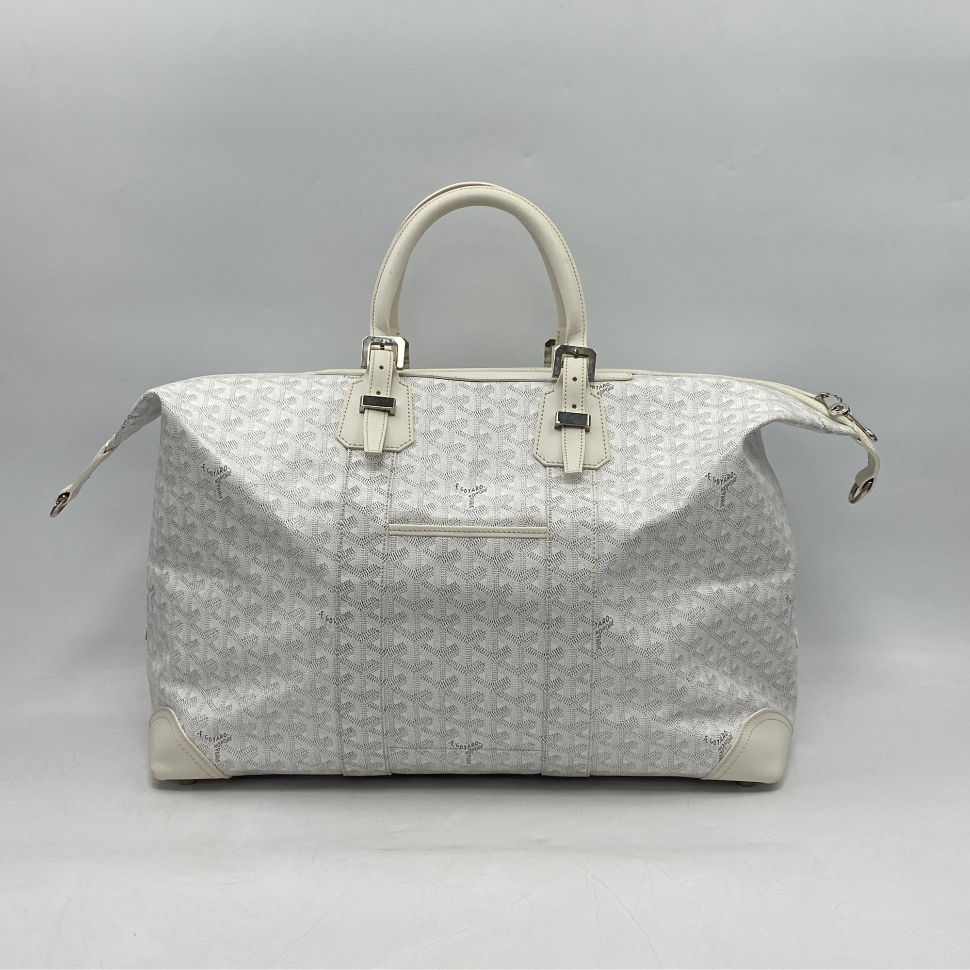 ゴヤール ボーイング45 ボストンバッグ ハンドバッグ ホワイト シルバー金具 レザー Bランク