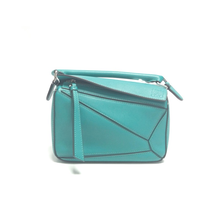 ロエベ パズルバック ミニ ターコイズ レザー Aランク