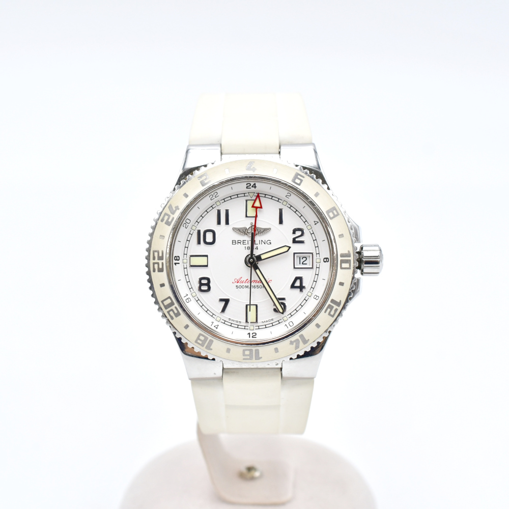 ブライトリング スーパーオーシャンGMT 白文字盤 SS×ラバー/AT A32380 ABランク
