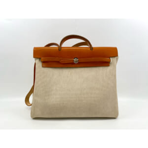 エルメス エールバッグMM トワルアッシュ×レザー SV金具 ベージュ×ブラウン □C刻印 買取実績【買取日：2025年4月8日】