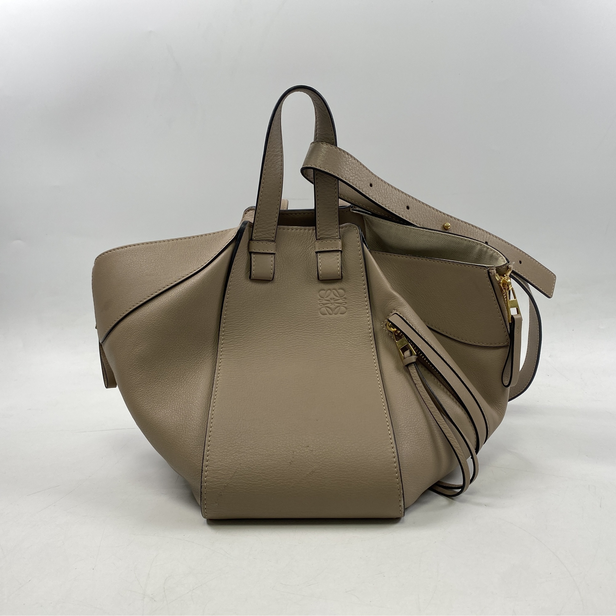 ロエベ ハンモック スモール ハンドバック ベージュ レザー ABランク