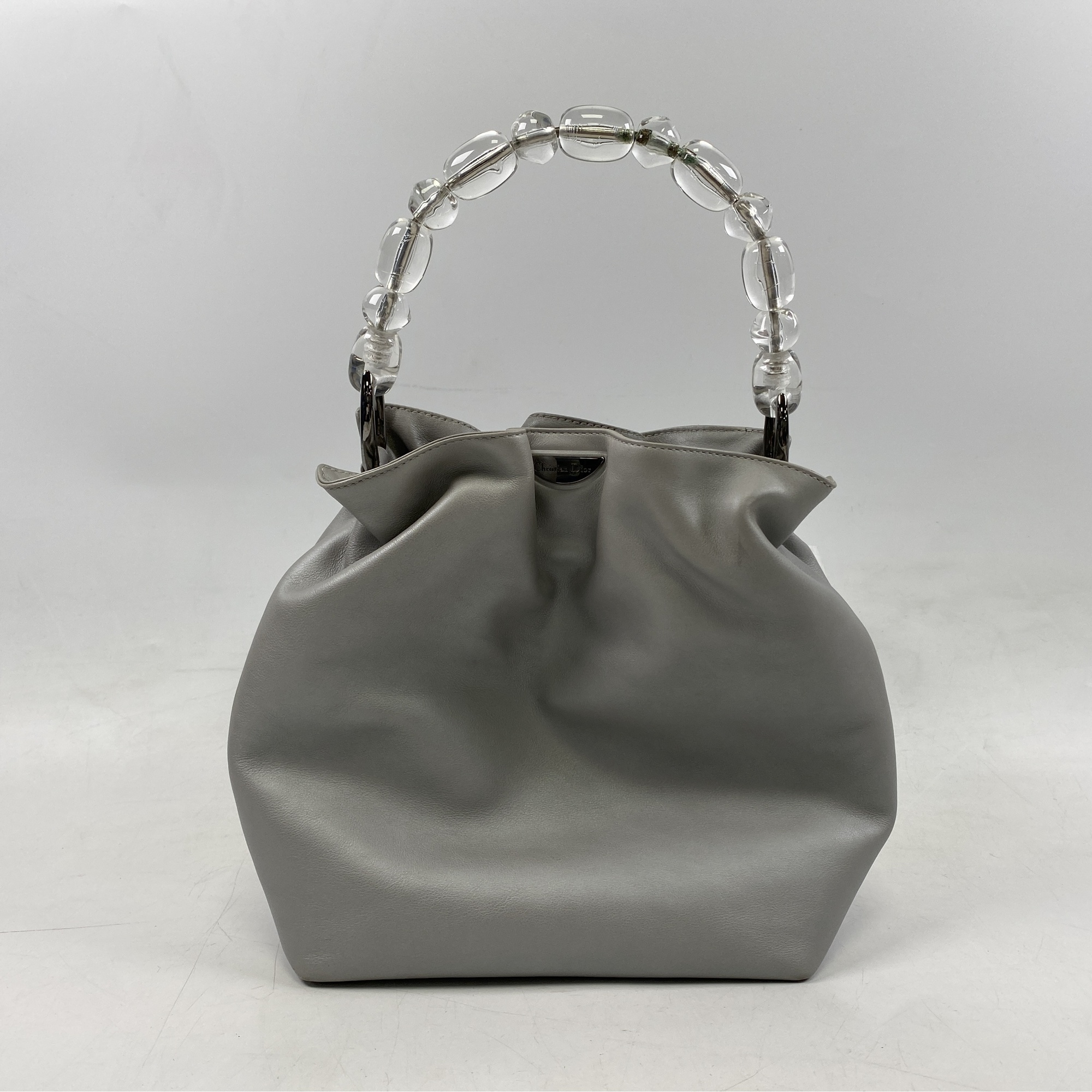 ディオール マリスパールハンドバッグ グレー レザー Bランク