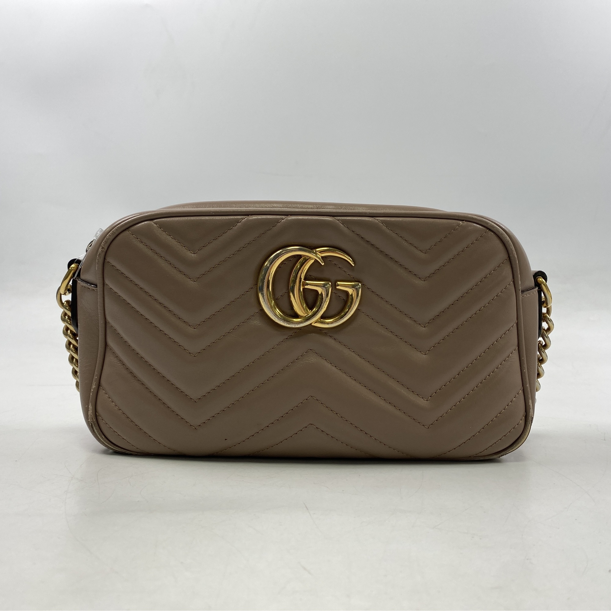 グッチ GGマーモント チェーンショルダーバッグ ピンク レザー 447632