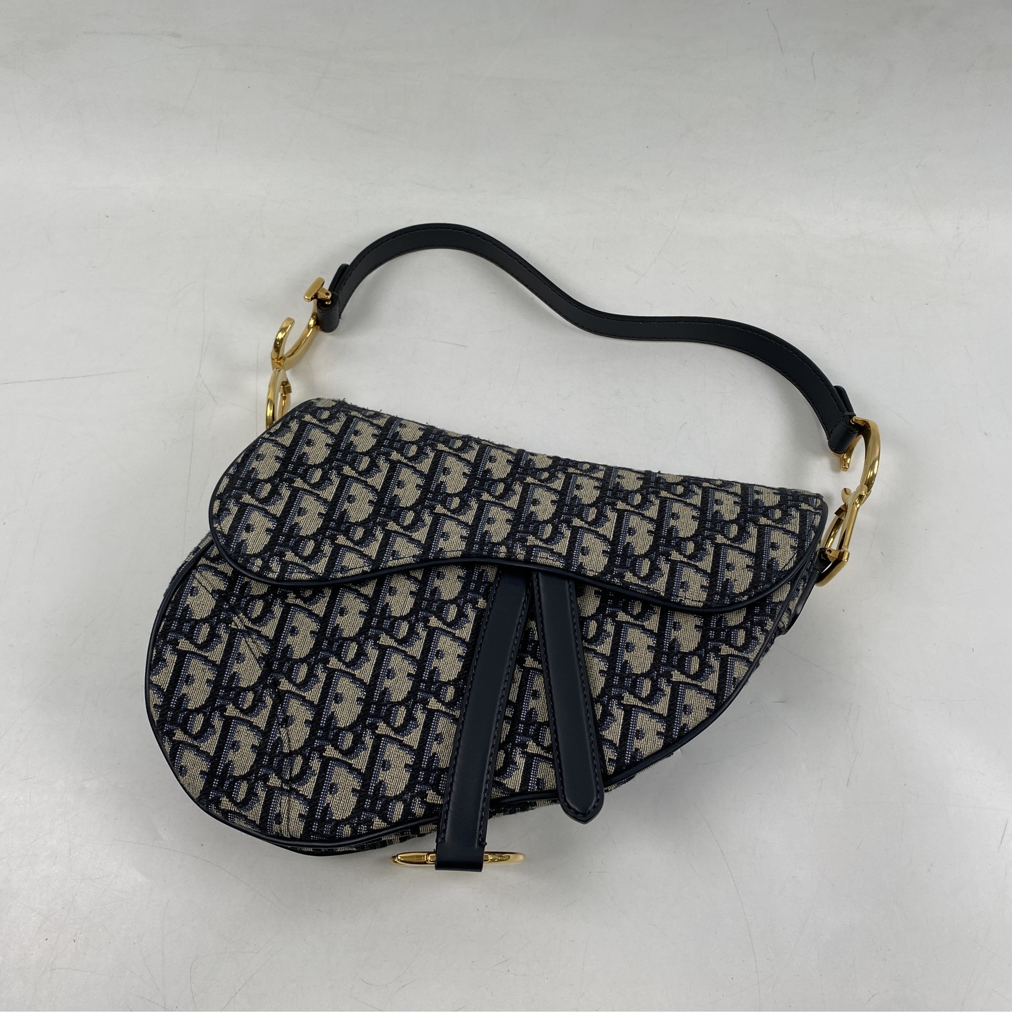 ディオール オブリーク サドルバッグ ネイビー キャンバス ネイビー Bランク