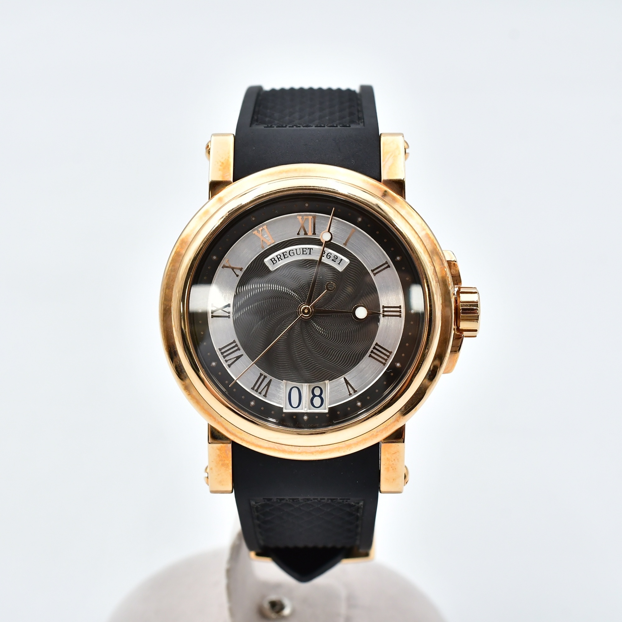 ブレゲ マリーンII ラージデイト 黒文字盤 PG×ラバー/AT Bランク