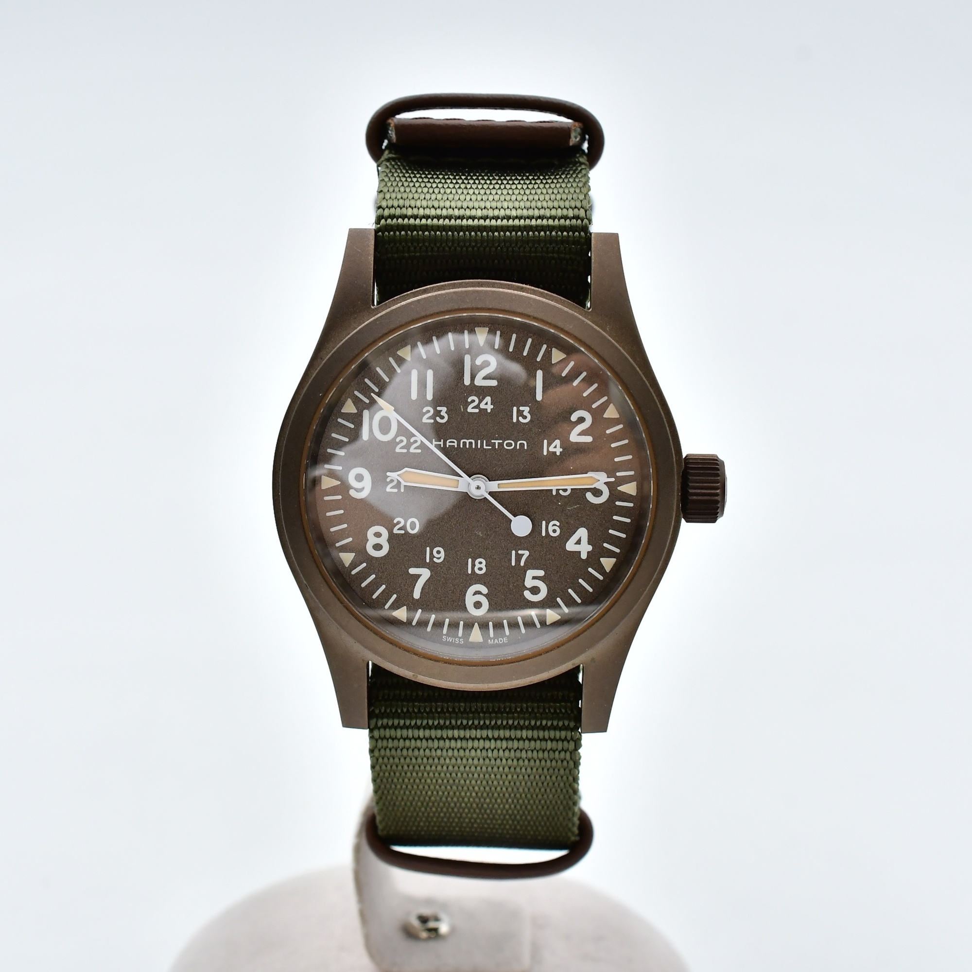 ハミルトン カーキ フィールド メカ グリーン文字盤 SS×PVD×ナイロン/AT Aランク