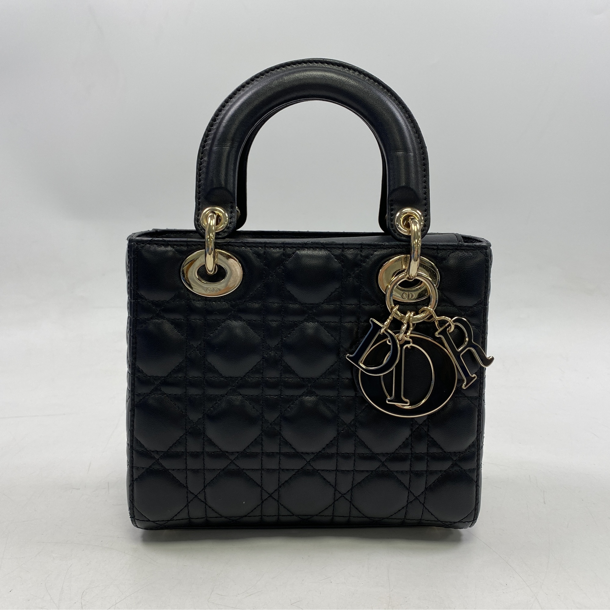 ディオール マイレディディオール カナージュ ハンドバック 黒 カーフスキン Bランク