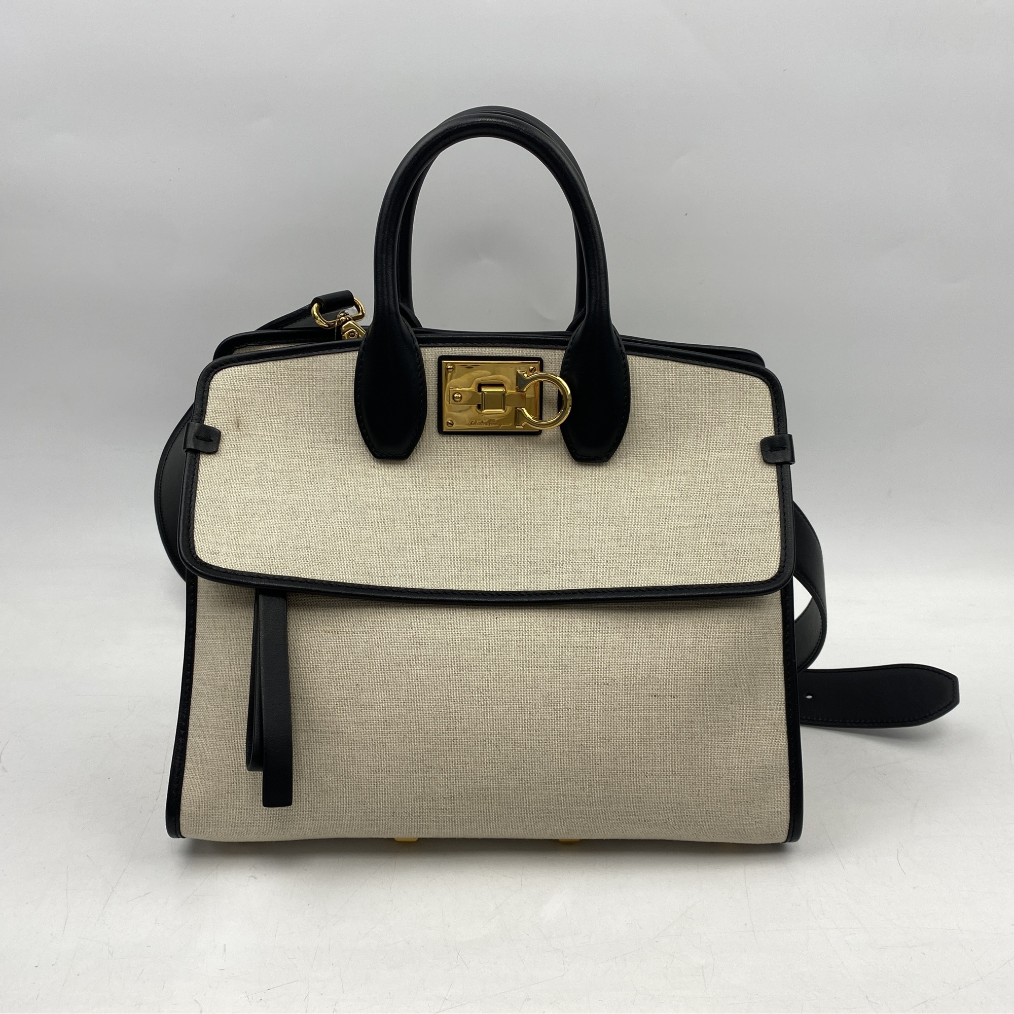 スタジオ 2WAYショルダーバッグ ベージュ キャンバス×レザー Bランク