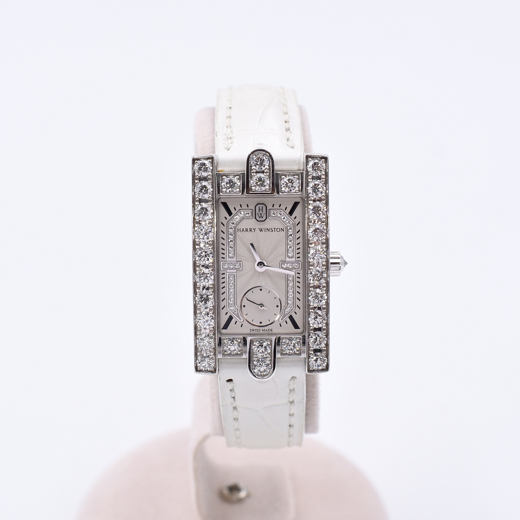 ハリー・ウィンストン アヴェニュー クラシック 白文字盤 WG×革/QZ Bランク