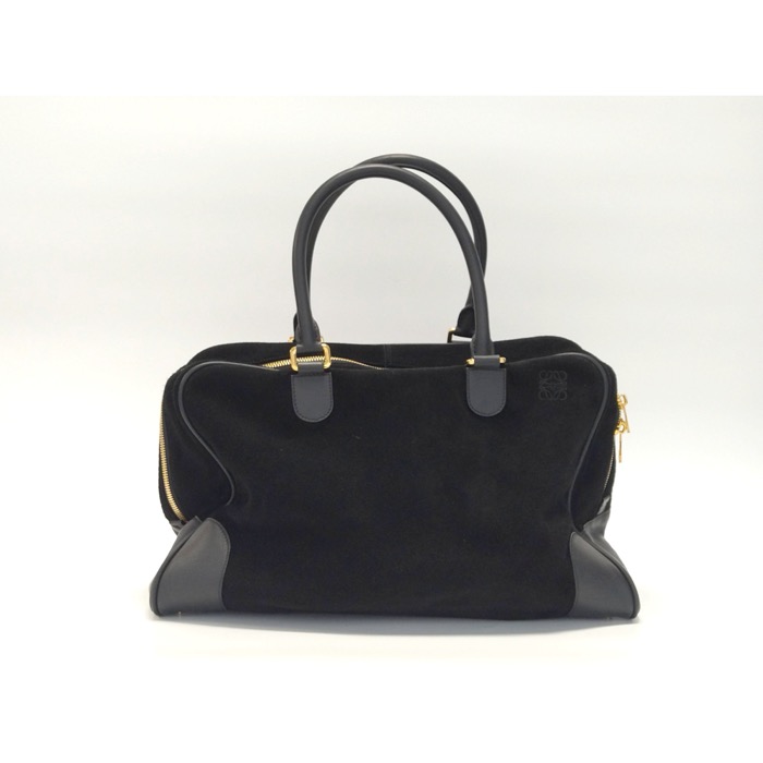 ロエベ アマソナ75 ハンドバッグ 黒 スエード×レザー 301.61.L04 Bランク