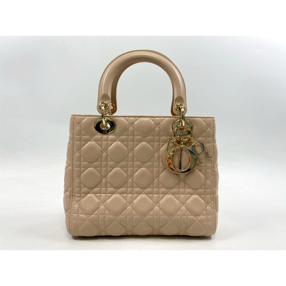 ディオール レディディオール ミディアム ピンク レザー Bランク