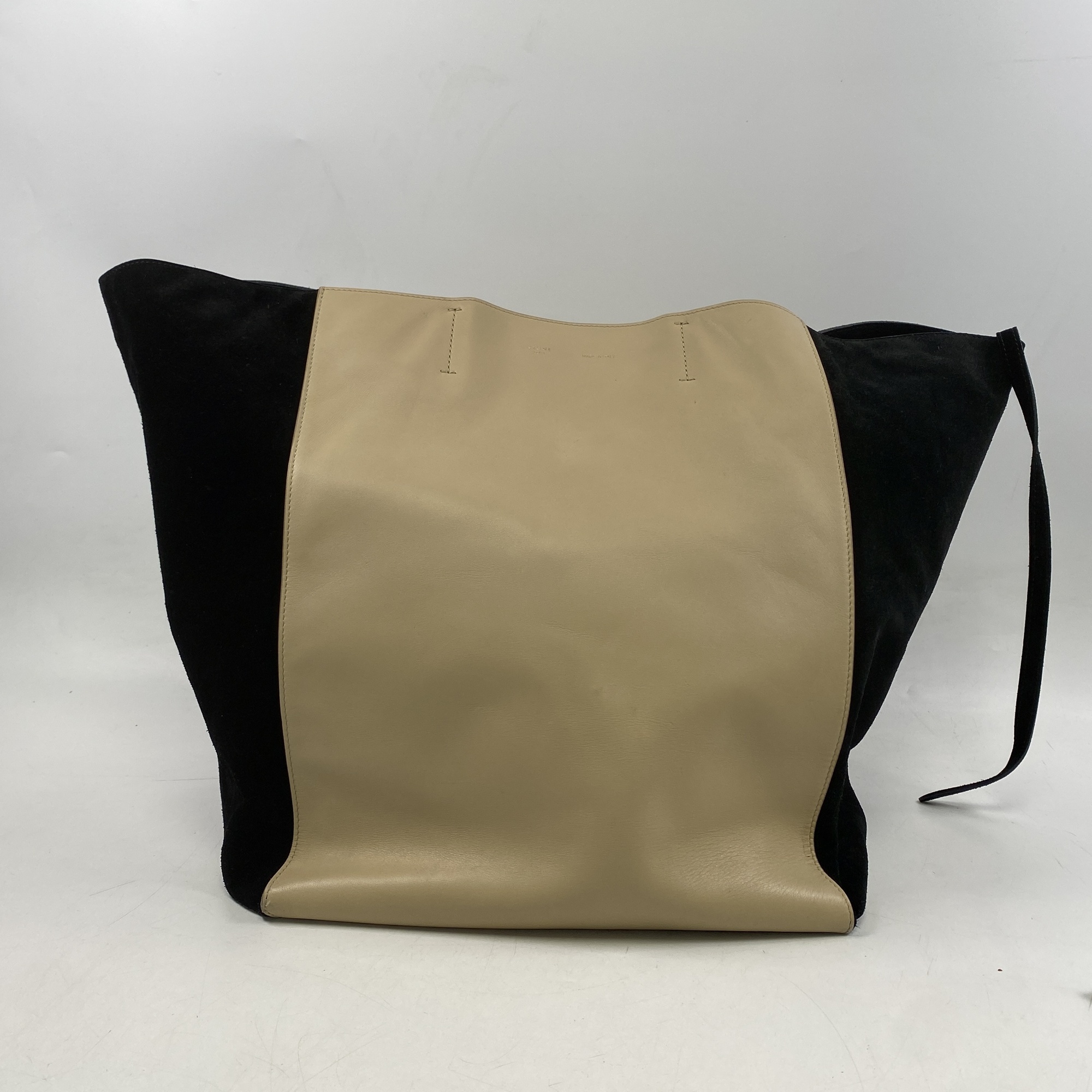 セリーヌ カバファントム バイカラー ベージュ×黒 レザー×スエード Bランク