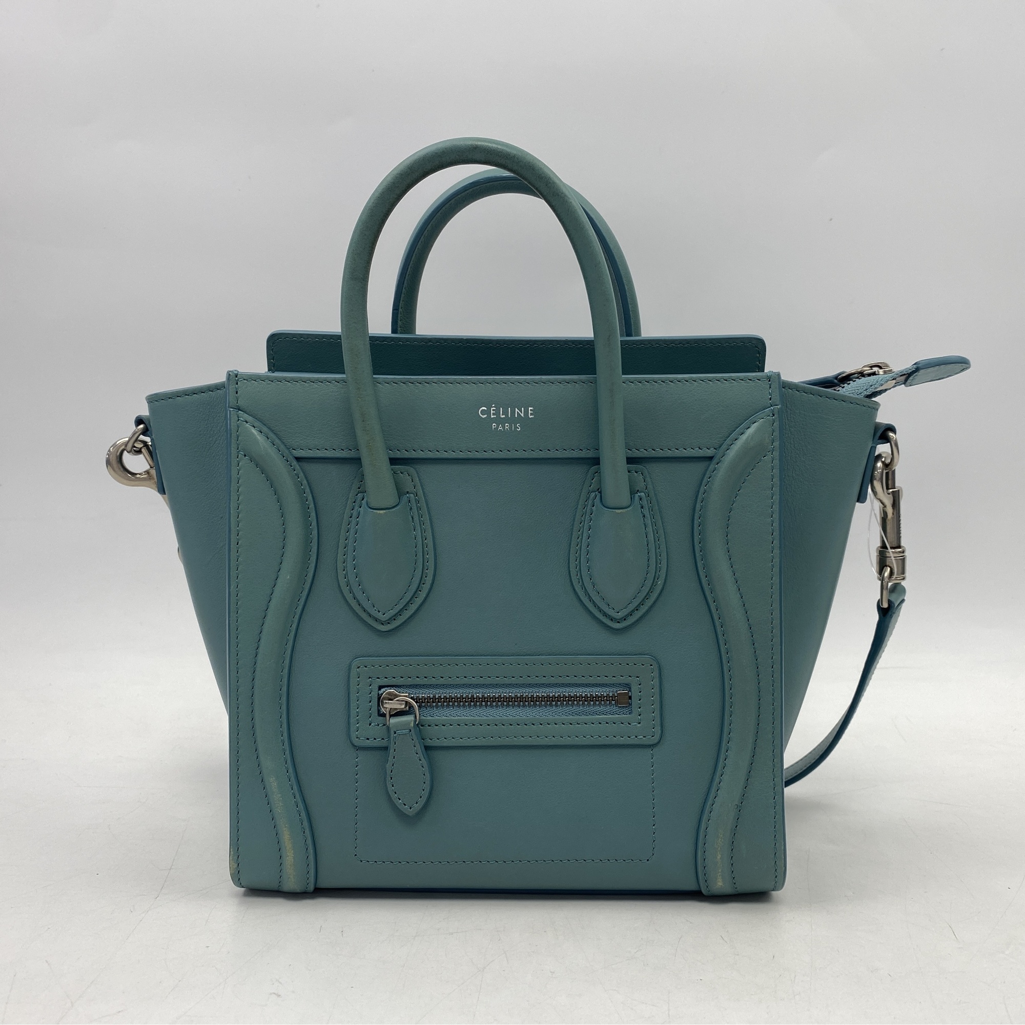 セリーヌ ラゲージ ナノ 水色 レザー ABランク