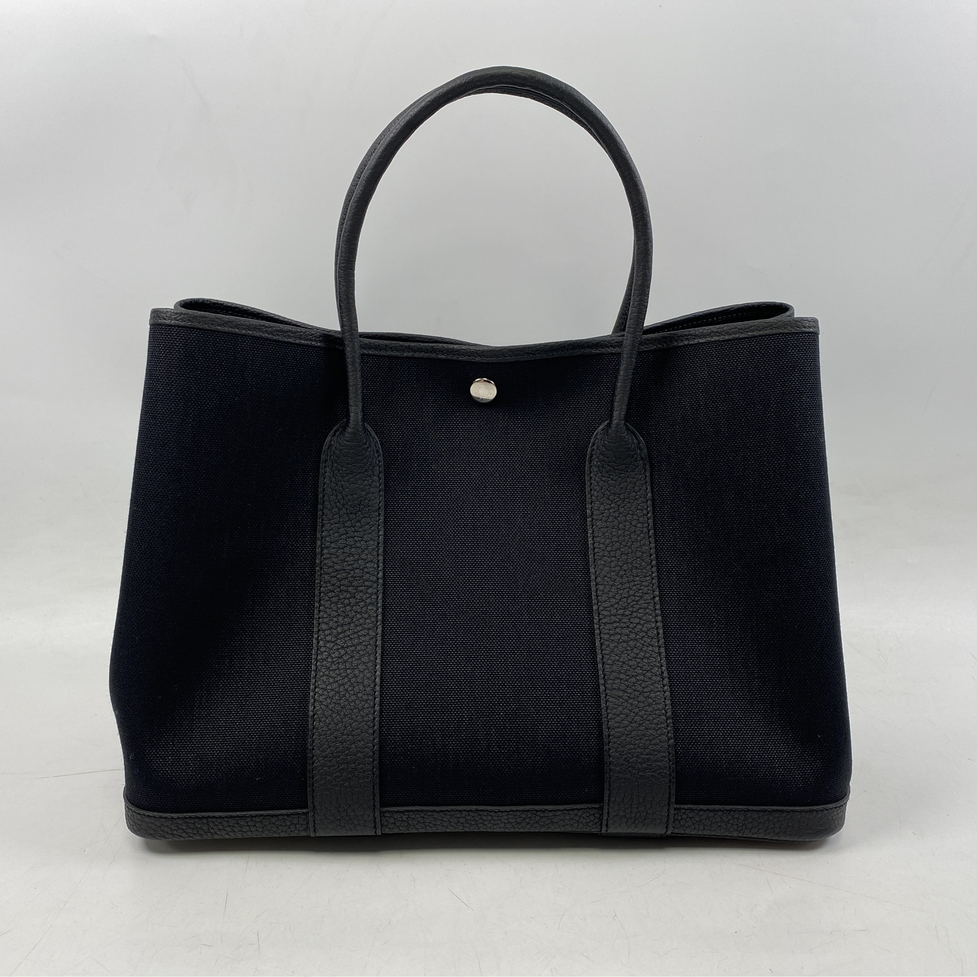 エルメス ガーデンパーティPM 黒 トワルミリタリー SV金具 B刻印 ABランク