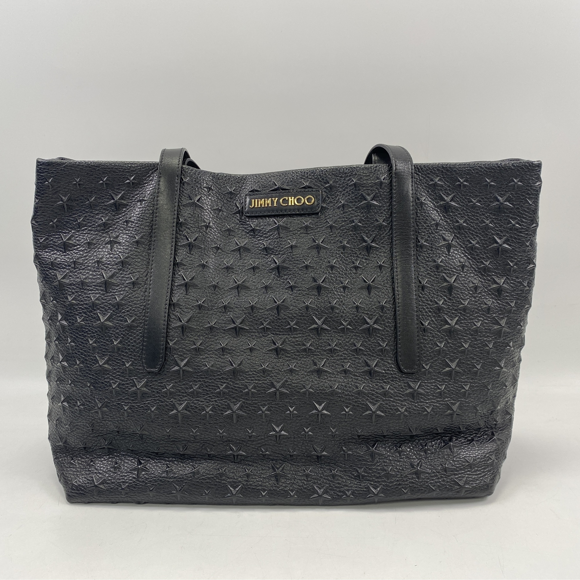 スターエンボス トートバッグ 黒 レザー Bランク