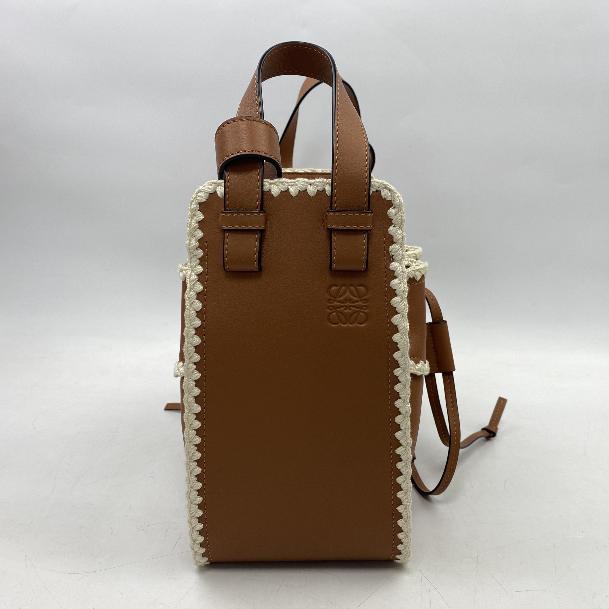 ロエベ ハンモックバック クロシェ スモール 茶 レザー ABランク