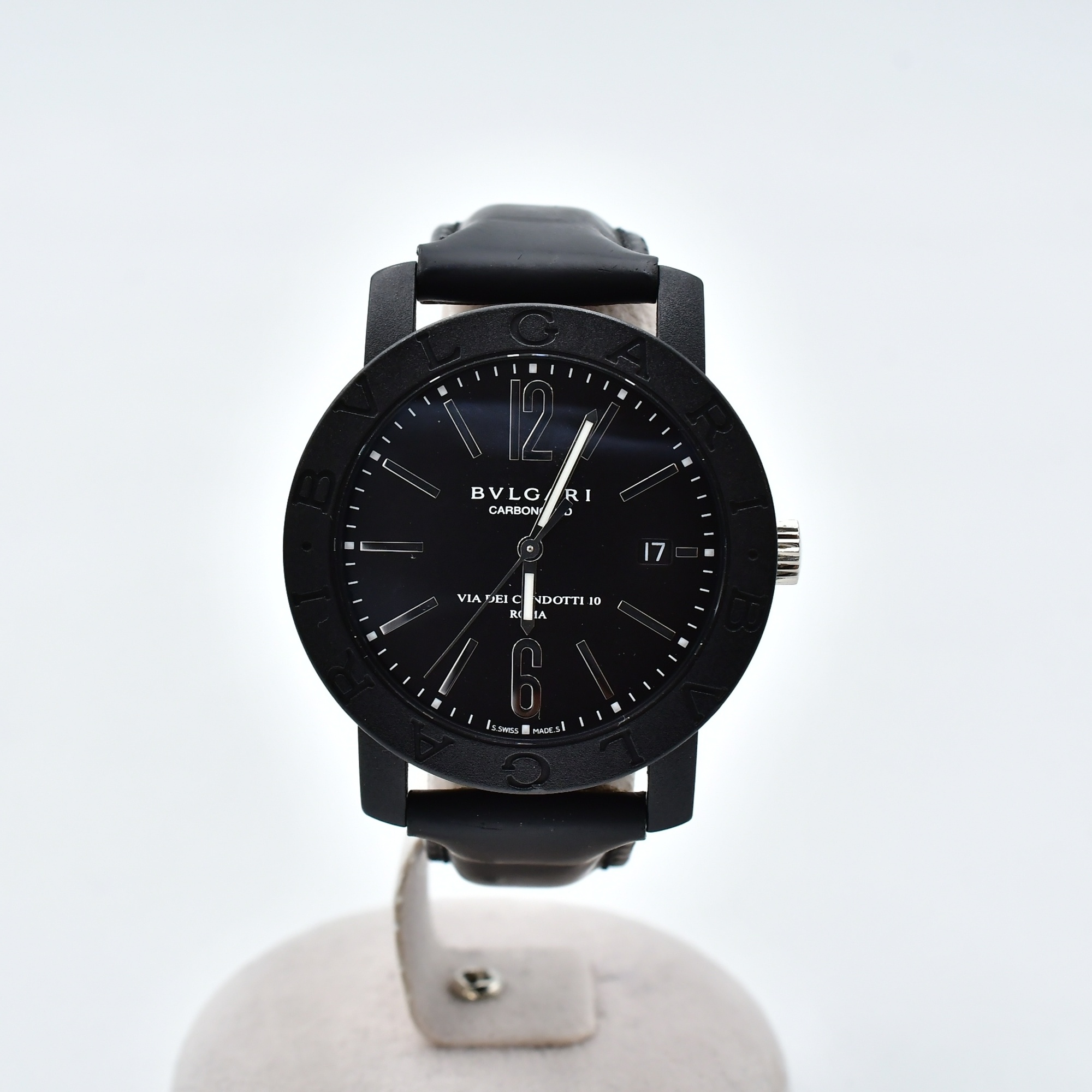 ブルガリ カーボンゴールド 黒文字盤 カーボン×革/AT Bランク