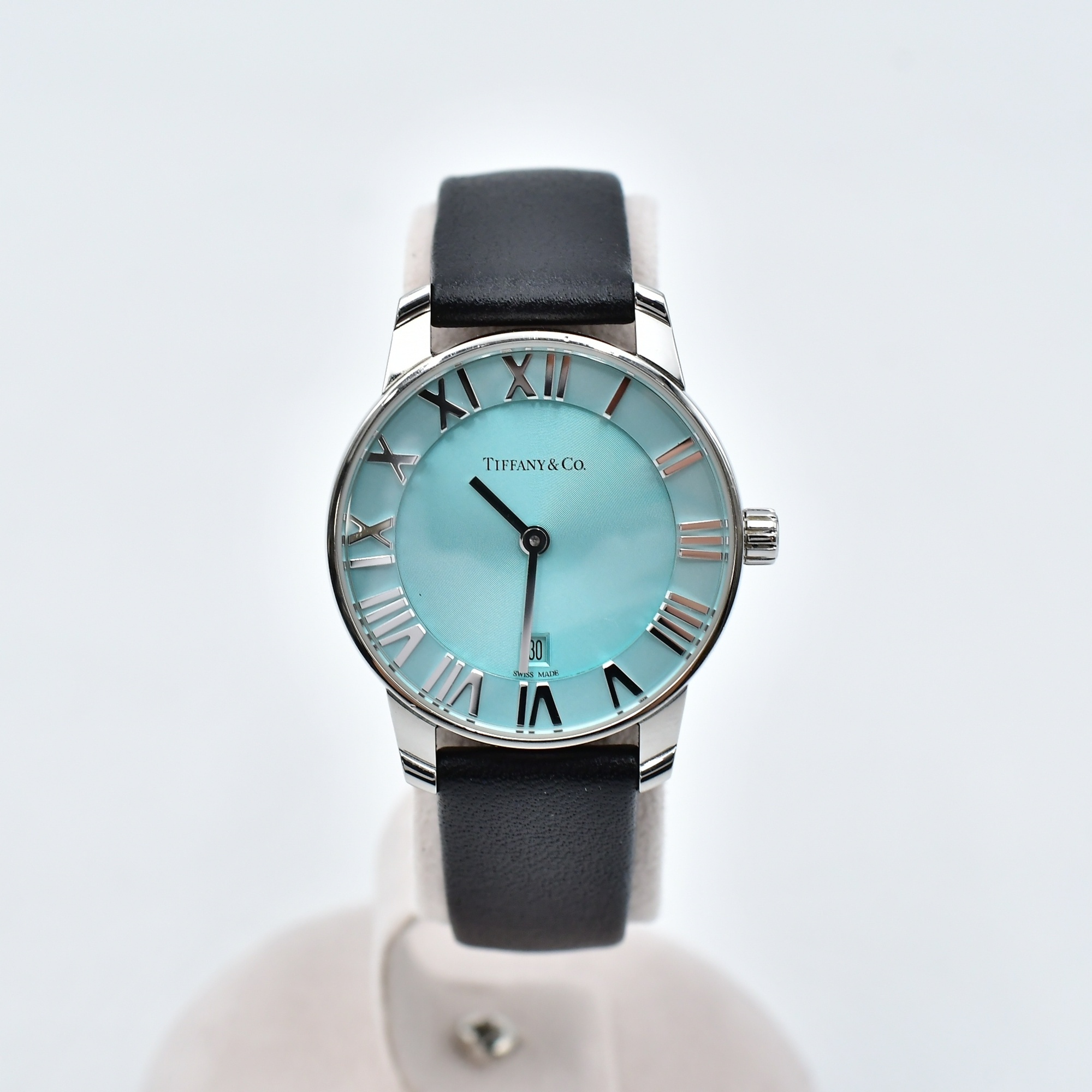 ティファニー アトラス デイト ティファニーブルー文字盤 SS×革/QZ ABランク