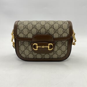グッチ ホースビット ショルダーバッグ ブラウン PVC×レザー 658574