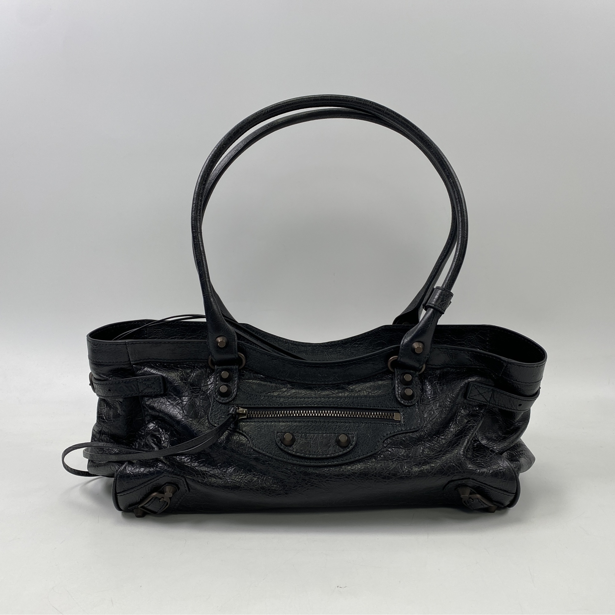 バレンシアガ シティ トートバッグ 黒 レザー Aランク