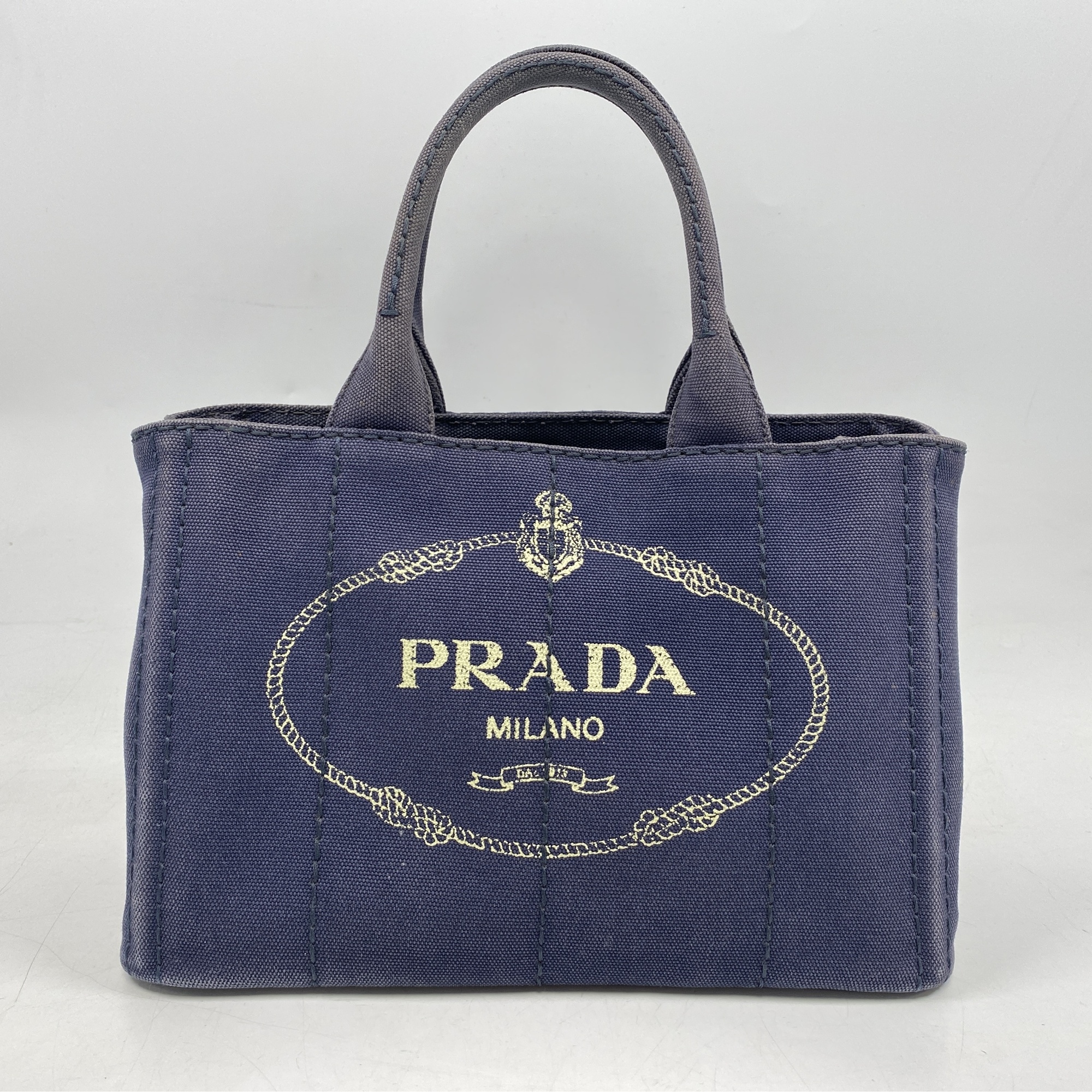 プラダ カナパミニ 2WAYハンドバッグ ネイビー キャンバス 1BG439 買取