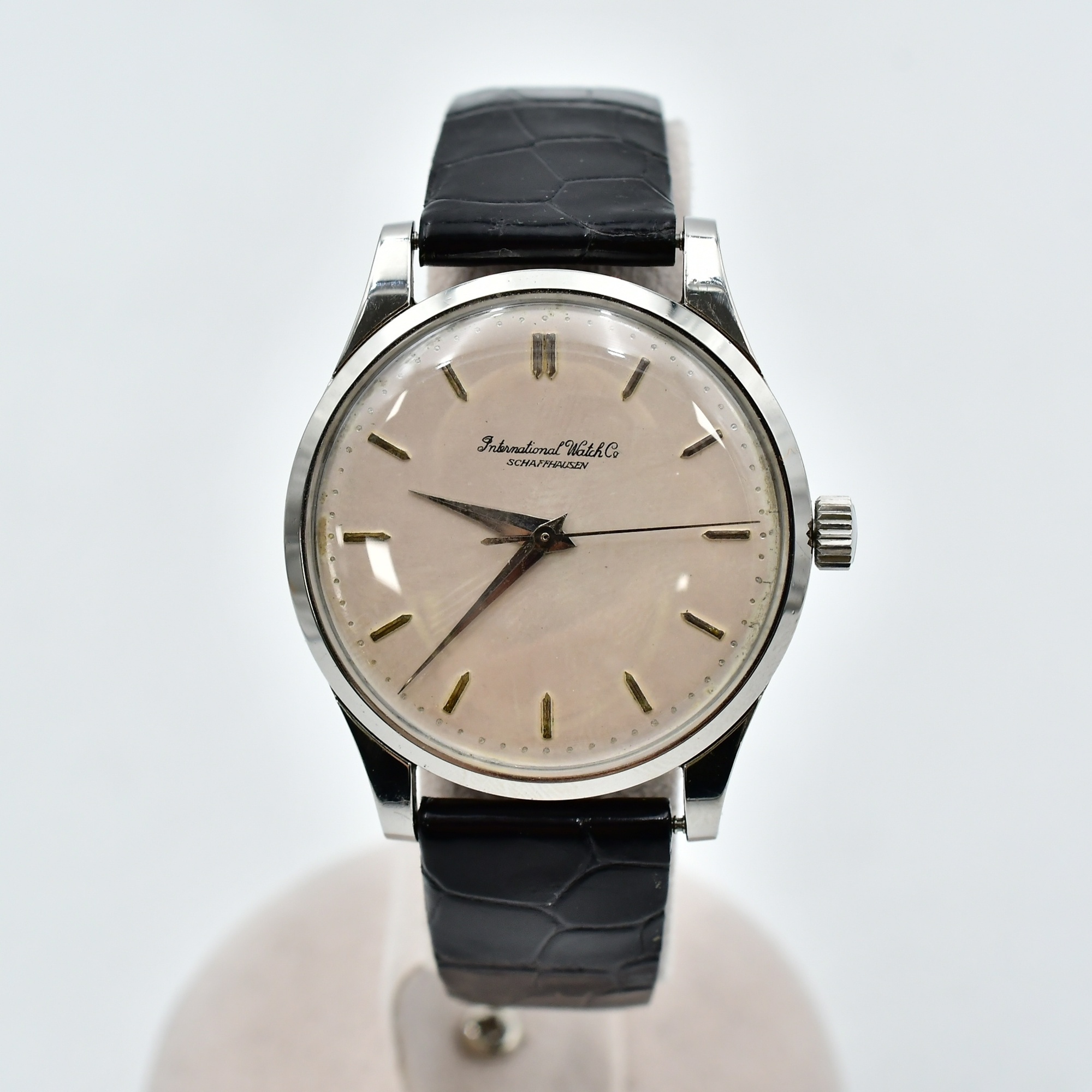 IWC オールドインター シルバー文字盤 SS×社外革/AT Bランク
