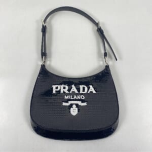 プラダ クレオ スパンコール ワンショルダーバッグ ハンドバッグ ブラック×ホワイト レディース 1BC169 買取実績【買取日：2026年1月23日】