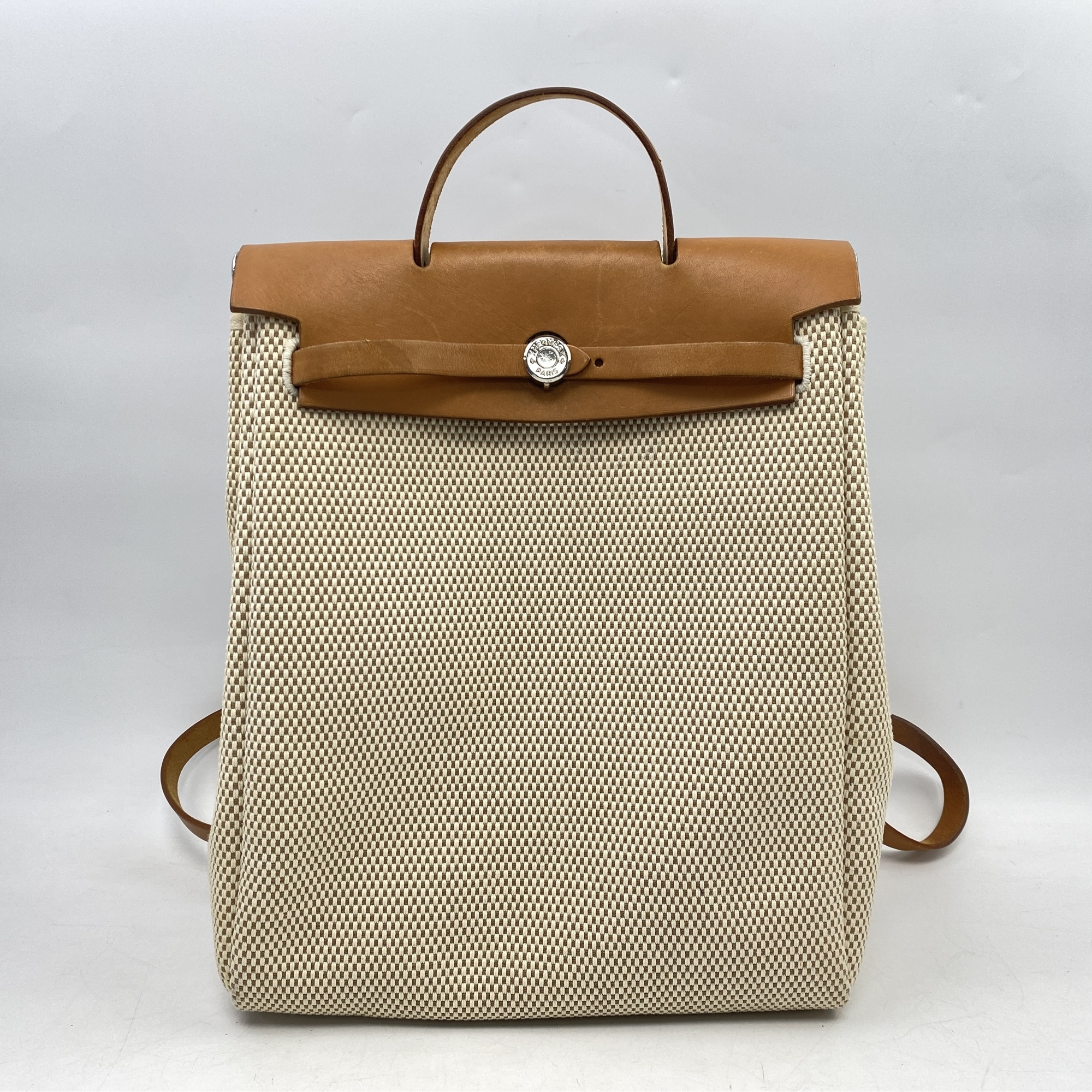 エルメス エールバッグアドPM トワルアッシュ×レザー SV金具 □H刻印 Bランク