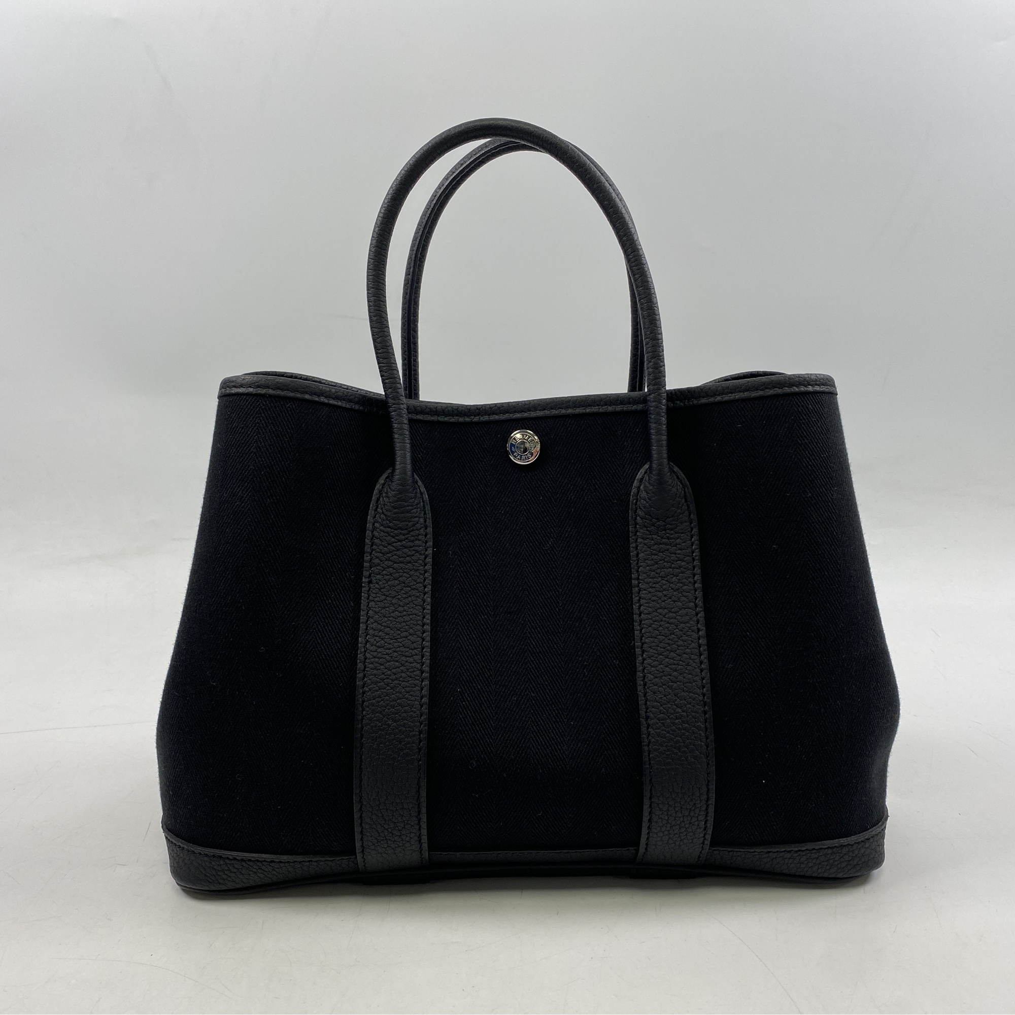 エルメス ガーデンパーティTPM ブラック トワルシェブロン×ネゴンダ SV金具 C刻印 ABランク
