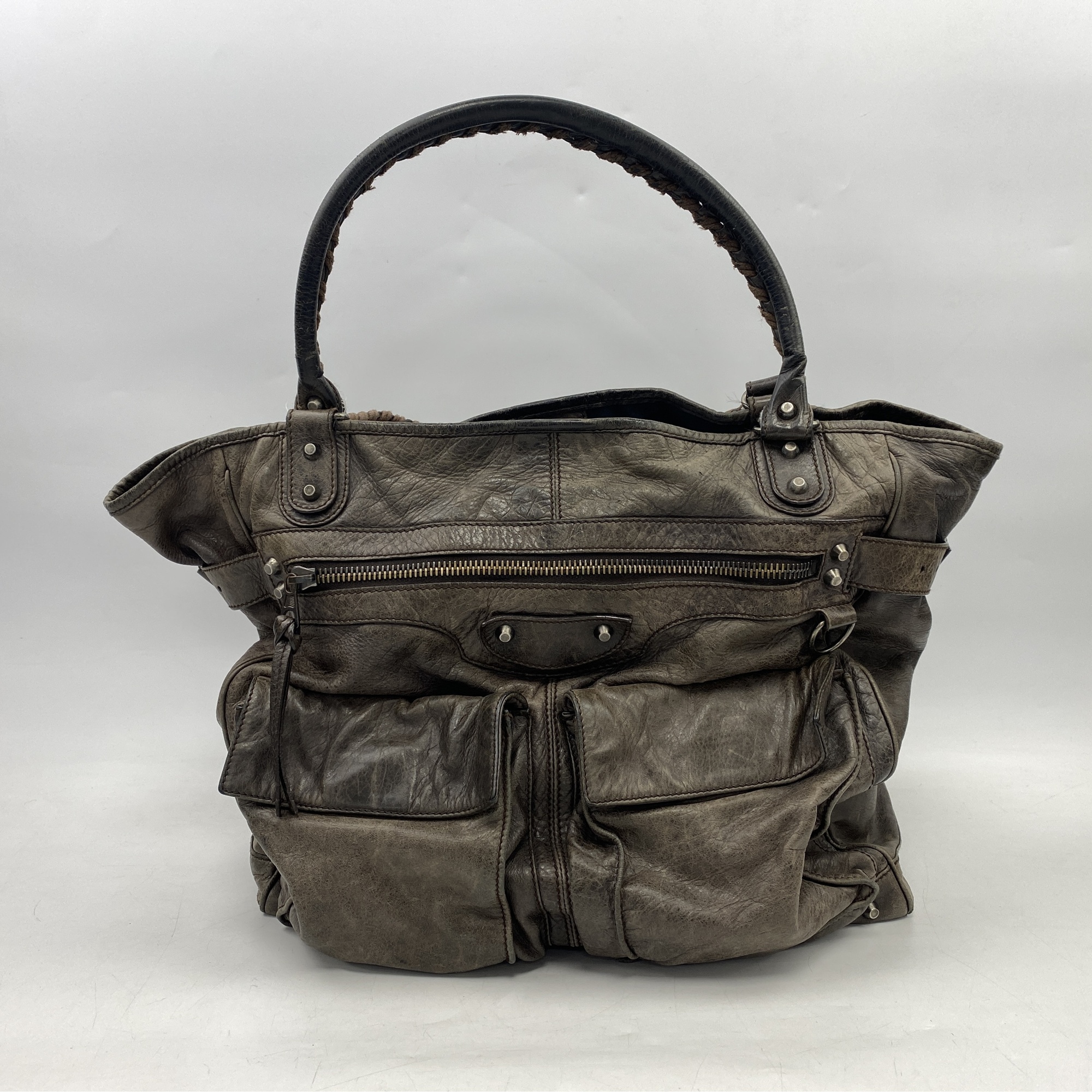 バレンシアガ シティ トートバッグ レザー ブラウン Bランク