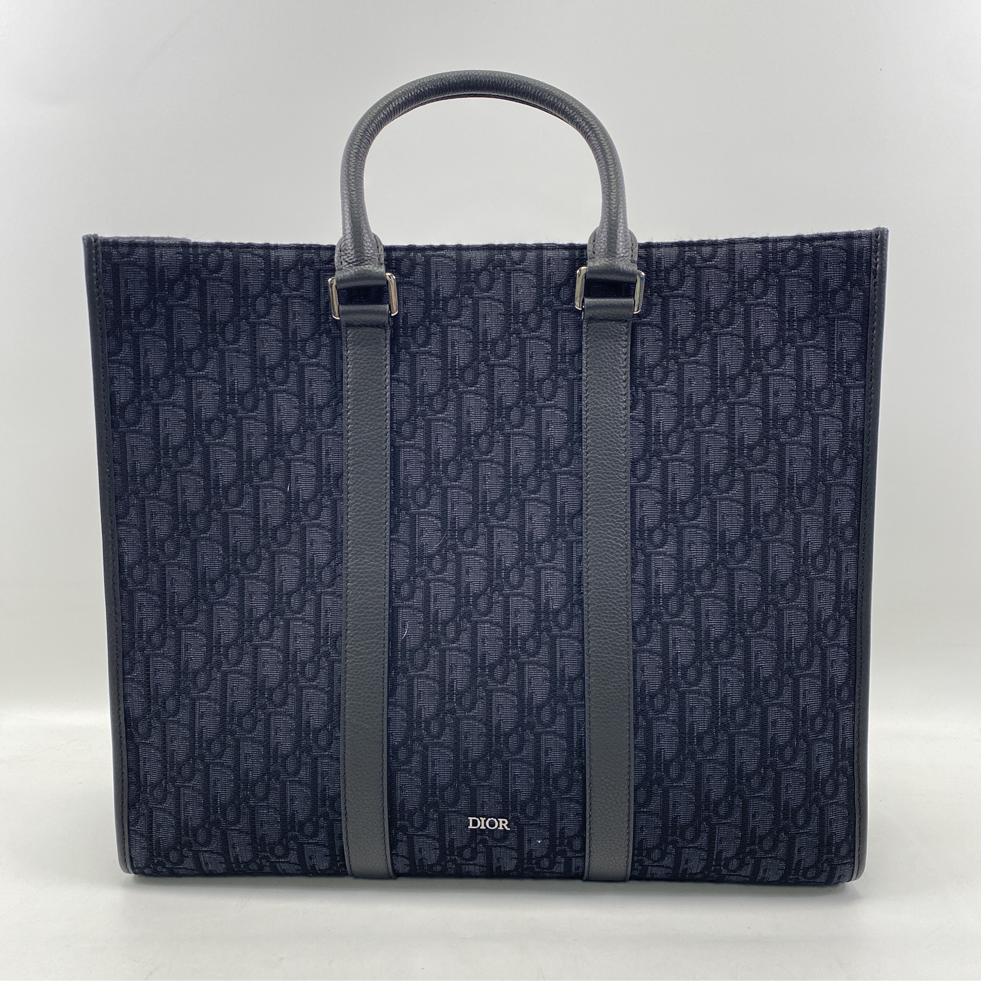 ディオール イーストウエスト トートバッグ ブラック レザー×キャンバス Aランク