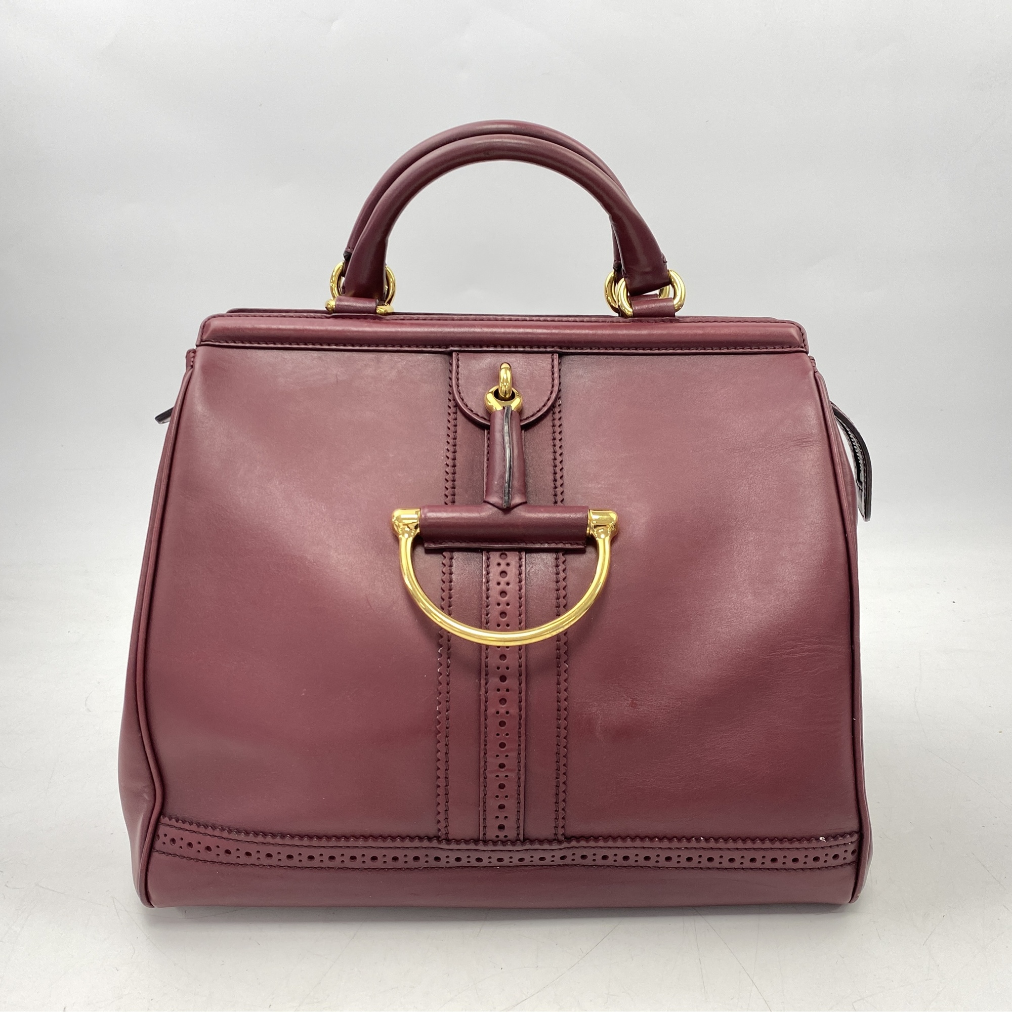 グッチ ホースビットハンドバッグ ボルドー レザー Bランク