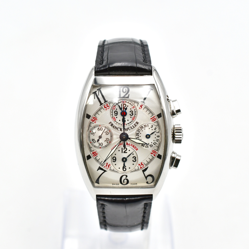 フランク ミュラー トノウカーベックス マスターバンカー クロノグラフ シルバー文字盤 SS×レザー/AT 7850 CC MB 51 ABランク