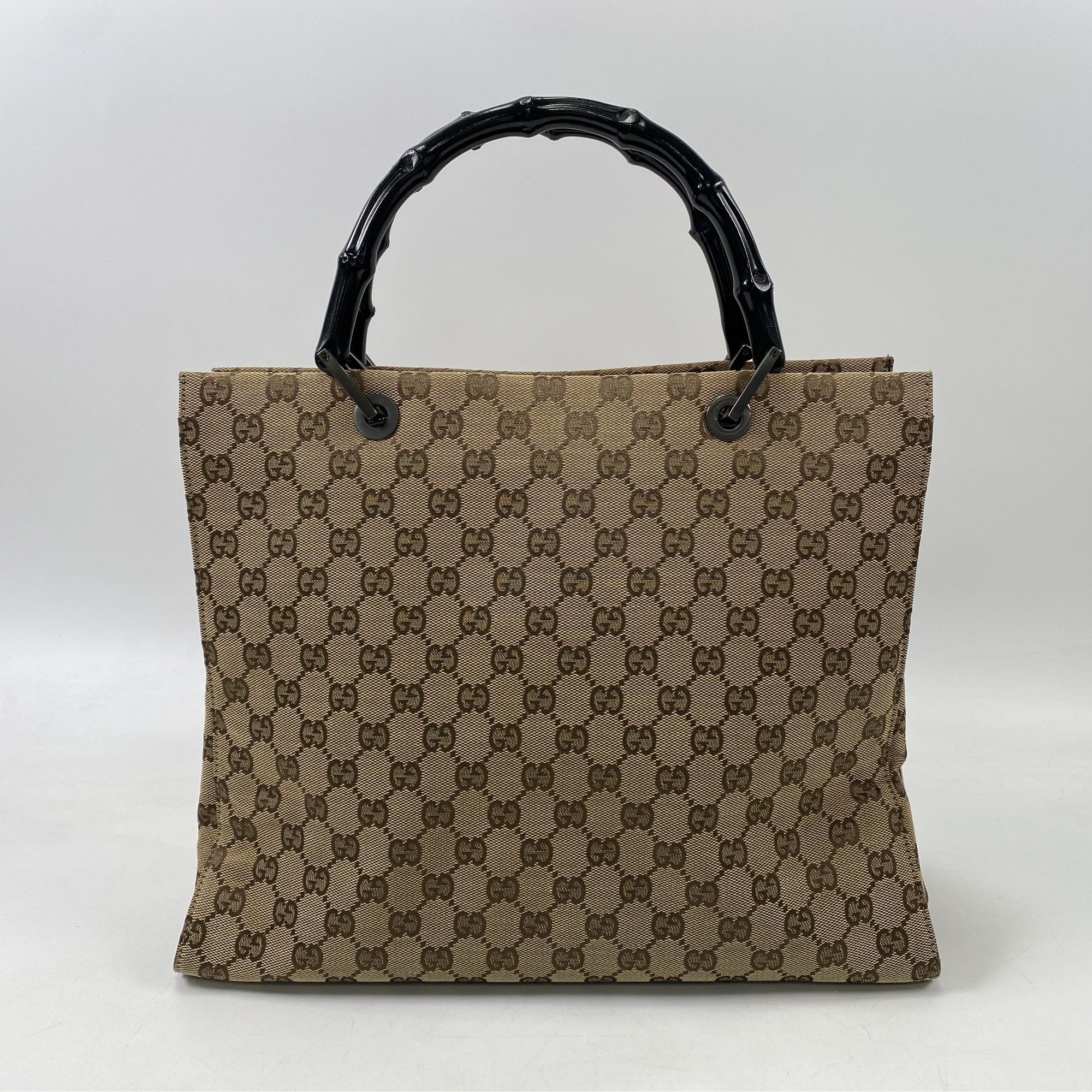 グッチ GGキャンバス バンブー ハンドバッグ ベージュ ABランク